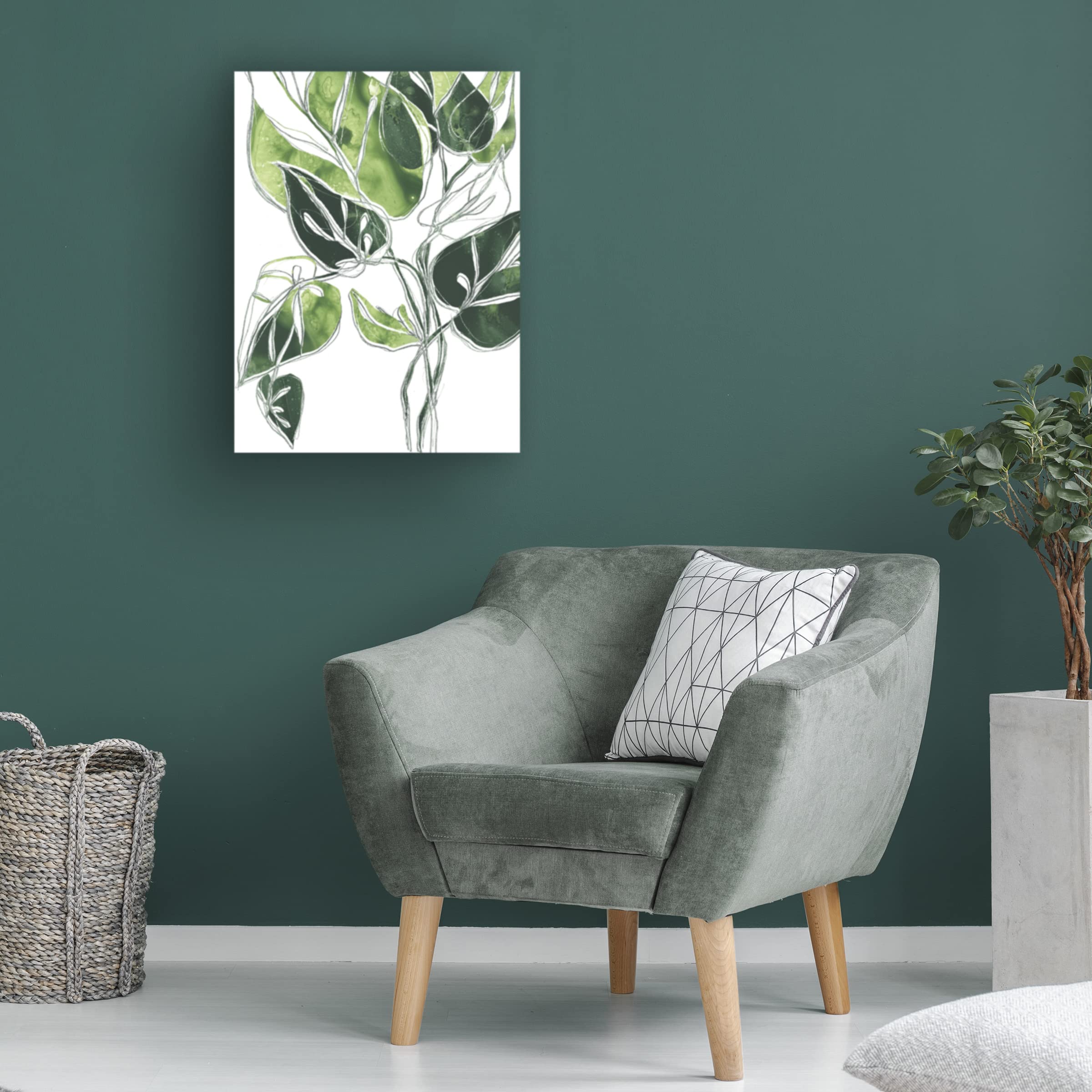 Expressive Palm II Canvas Wall Art by June Erica Vess - Modern Tropical Botanical Painting for Living Room, Bedroom & Office Decor