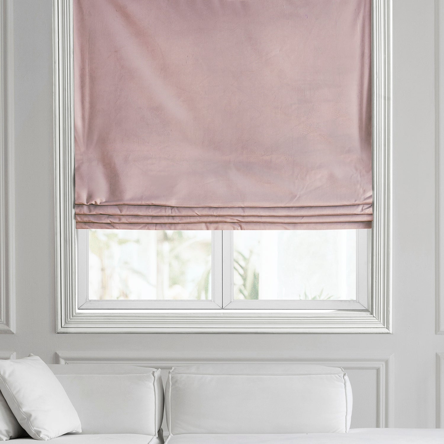 Luxury Mauve Heritage Plush Velvet Roman Shade - Elegant Window Treatment for Living Room & Bedroom | Blackout & Light Filtering Options