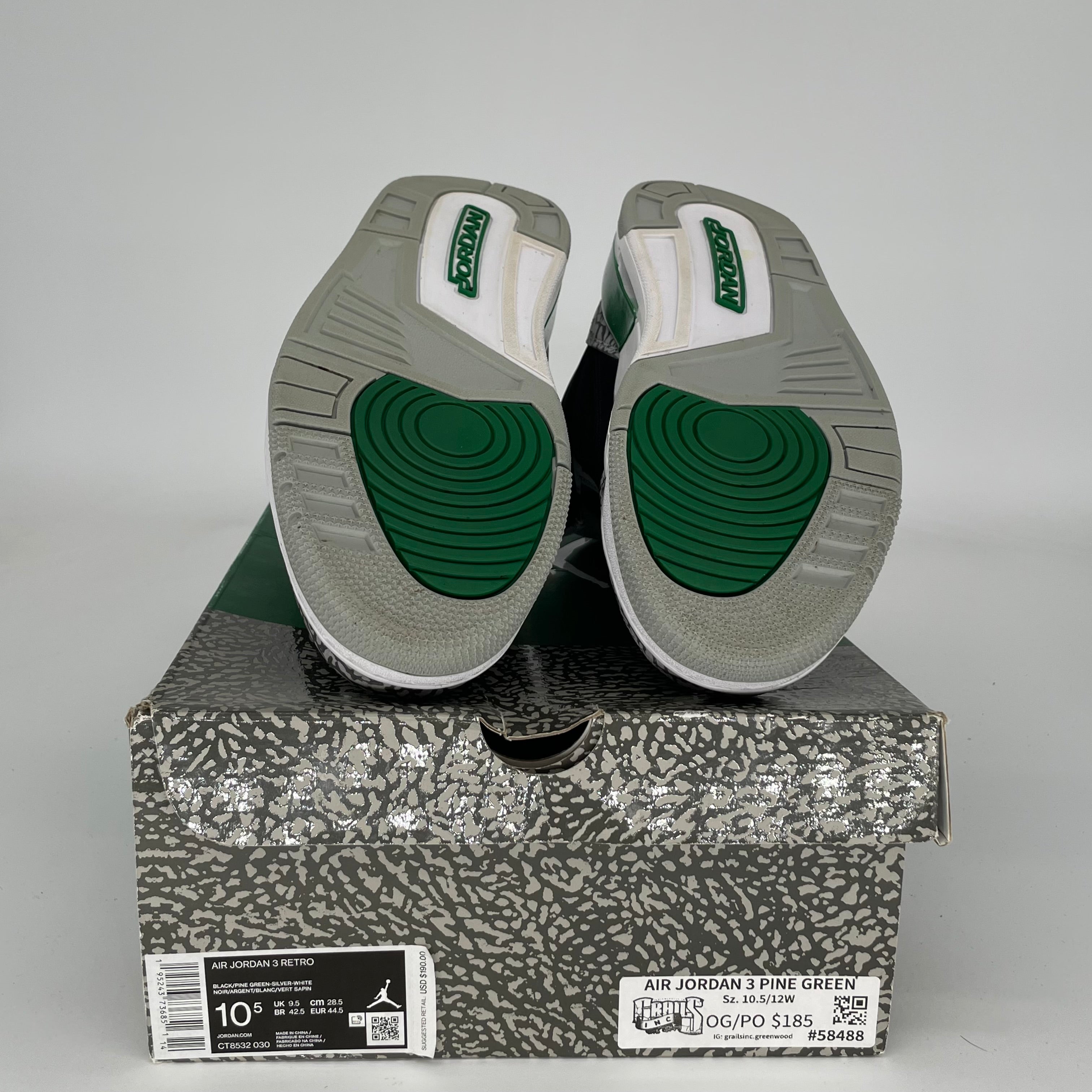 AIR JORDAN 3 Retro Pine Green Men's Basketball Shoes Size 10.5 - CT8532-030 | Sneakers for Casual Wear, Street Style & Basketball Games