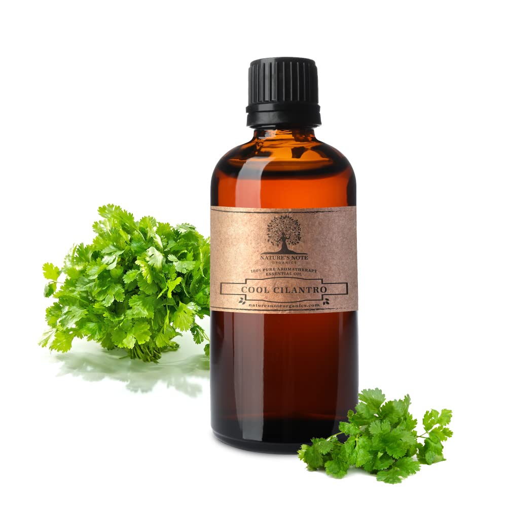 100% Pure Cilantro Essential Oil - Aromatherapy Grade, Cold Pressed, Organic by Nature's Note Organics - 1 Fl Oz for Diffusers, Massage & Stress Relief