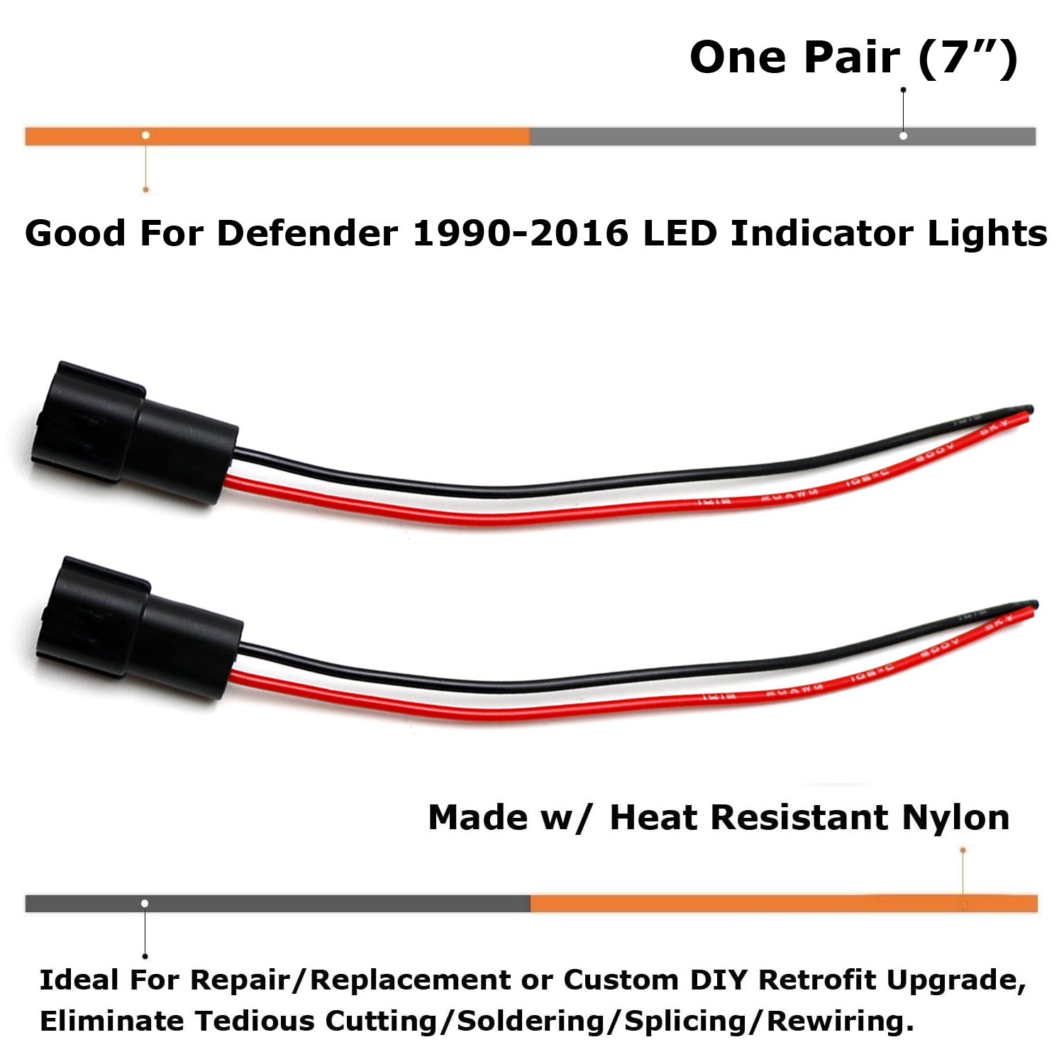 2-Pin Plug Adapters for Defender 2 & 3, NAS RDX Wipac LED Light Upgrade - Pre-Wired Electrical Connectors for Off-Road Vehicles & Work Lamps