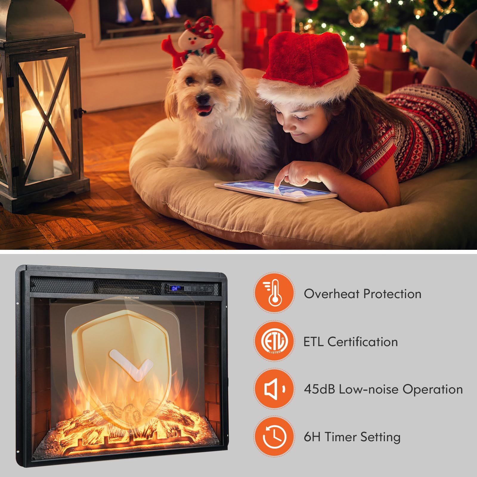 COSTWAY 26 Inch Electric Fireplace Heater with Remote Control - 750W/1500W Wall Mounted or Freestanding - 2 Flame Colors & 4 Brightness Levels - 5H Timer - Indoor Fireplace for Living Room, Bedroom & Office