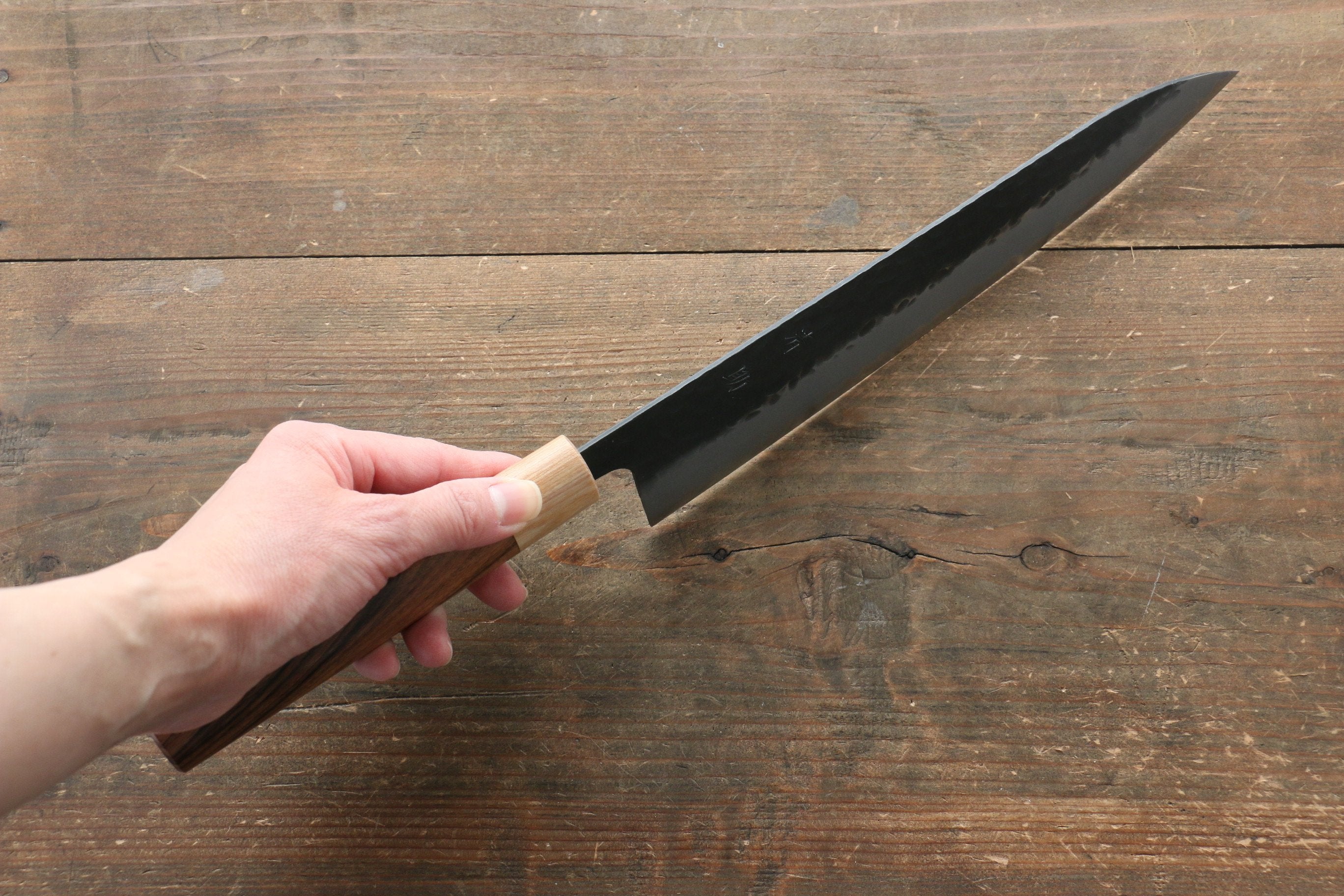 Premium Seisuke Kokubyaku Blue Super Hammered Gyuto 240mm Japanese Chef Knife with Morado Handle - Perfect for Sushi, Meat Slicing & Professional Kitchen Use
