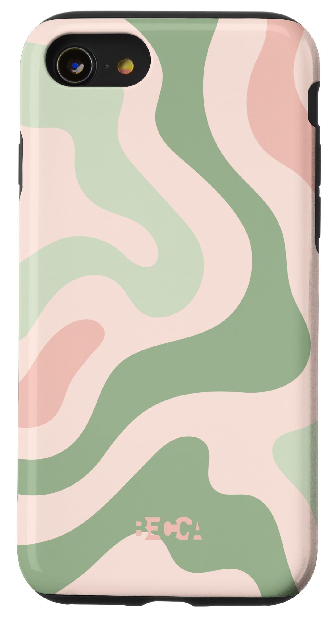 iPhone SE (2020) / 7 / 8 Sage Green Retro Liquid Swirl Abstract Pattern Pink Phone Case - Stylish Protection for Everyday Use