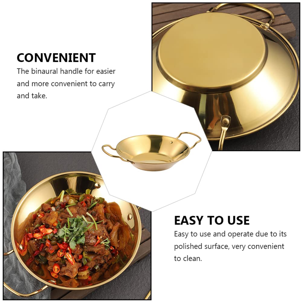 Hemoton Stainless Steel Griddle Pan - Korean Noodle Pot, Crepe Pan, Deep Fryer & Carbon Steel Paella Pan - Induction Compatible, Thickened Non-Stick Surface for Home Cooking & Buffet Stove - Perfect for Asian Cuisine, Breakfast Crepes & Outdoor Catering