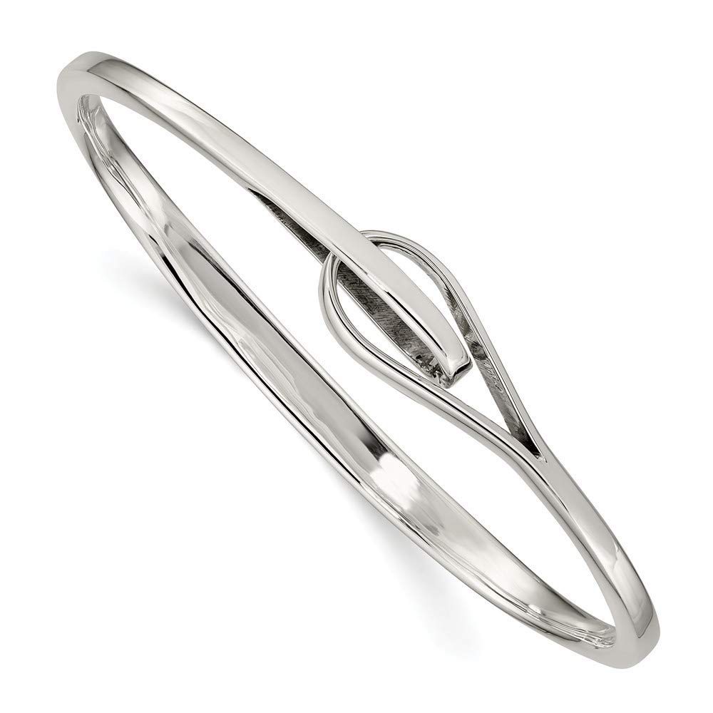 Roy Rose Jewelry Sterling Silver Interlocking Bangle Bracelet - 8 Inch Adjustable Length for Women - Perfect for Everyday Wear, Gifts & Special Occasions