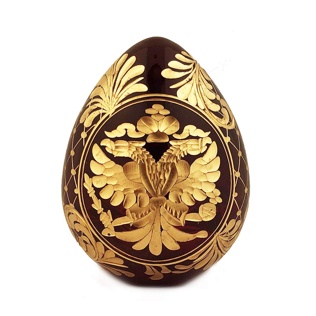 Religious Faberge Style Crystal Egg Hand-Carved Brown Eagle - Perfect for Easter Gifts, Home Decor & Collectibles