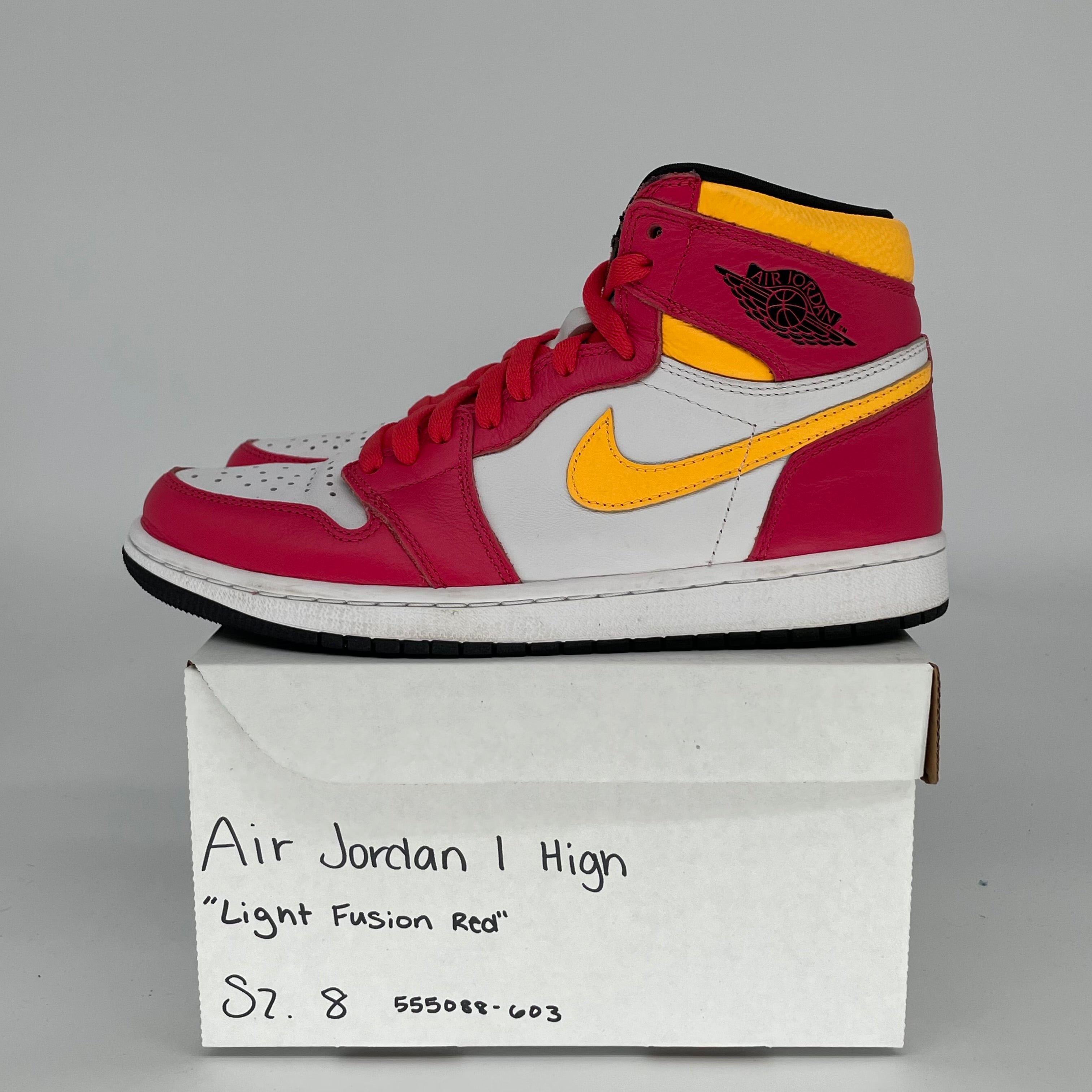 AIR JORDAN 1 Light Fusion Red Men's Basketball Shoes - Size 8 (555088-603) - Perfect for Streetwear, Sneaker Collecting & Casual Fashion