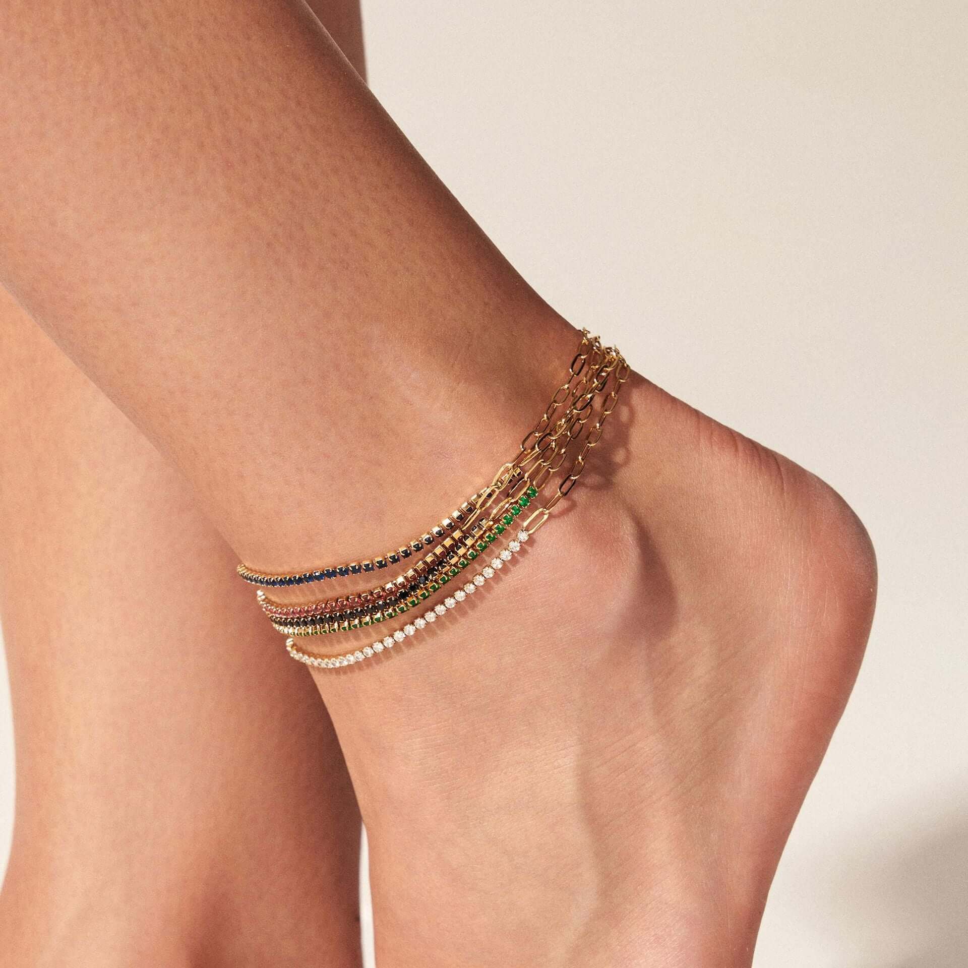 Sparkling Cubic Zirconia Tennis Anklet Bracelet for Women | Elegant 925 Sterling Silver Ankle Chain with CZ Stones | Perfect for Beach, Parties & Everyday Wear