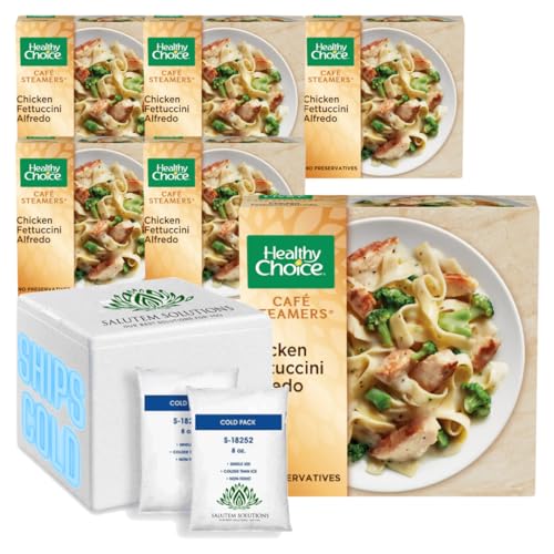 Salutem Vita Healthy Choice Café Steamers Chicken Fettuccini Alfredo Frozen Meal - 10oz (Pack of 6) | Quick & Easy Microwave Dinner for Busy Weeknights | High Protein Low Calorie Frozen Pasta Meal