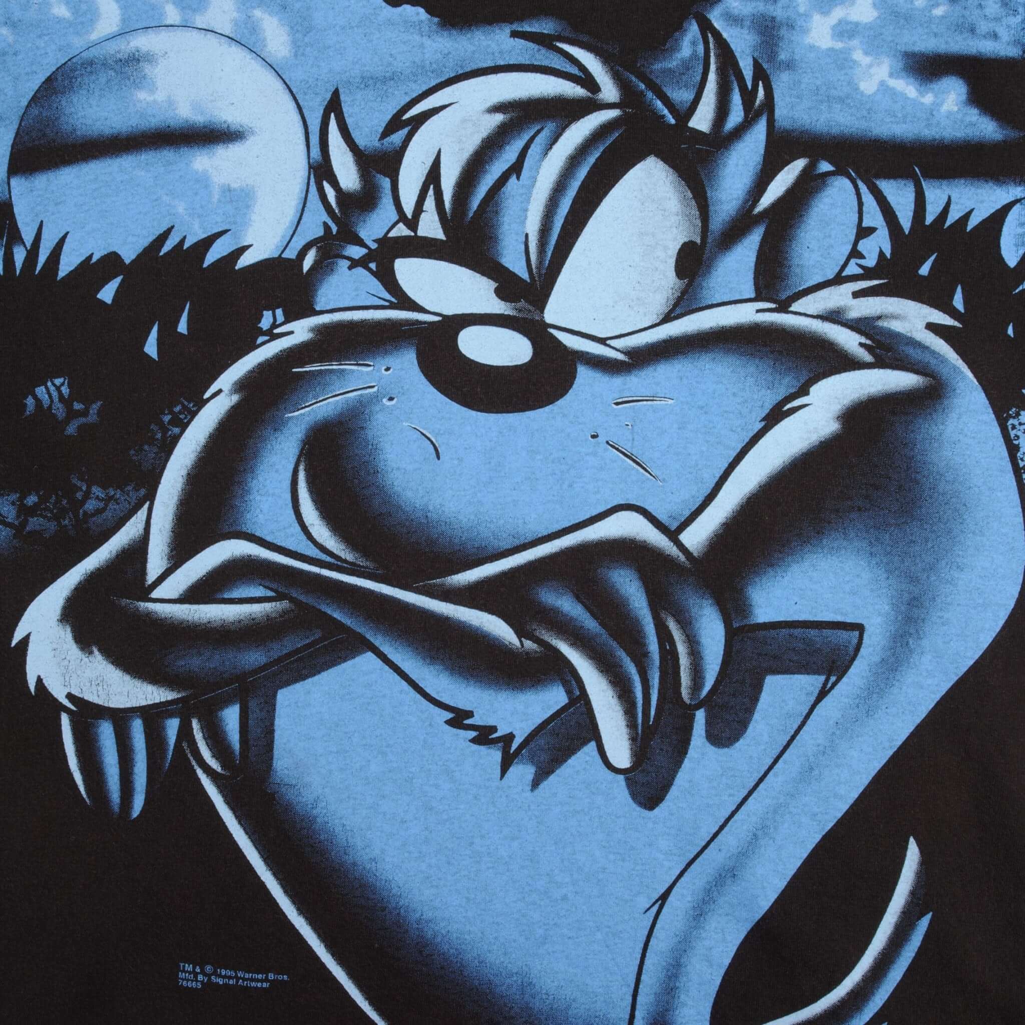 Vintage Looney Tunes Taz 1995 Graphic T-Shirt - Large Youth (14/16) - Classic Cartoon Character Tee for Casual Wear, Retro Fashion & Collectors