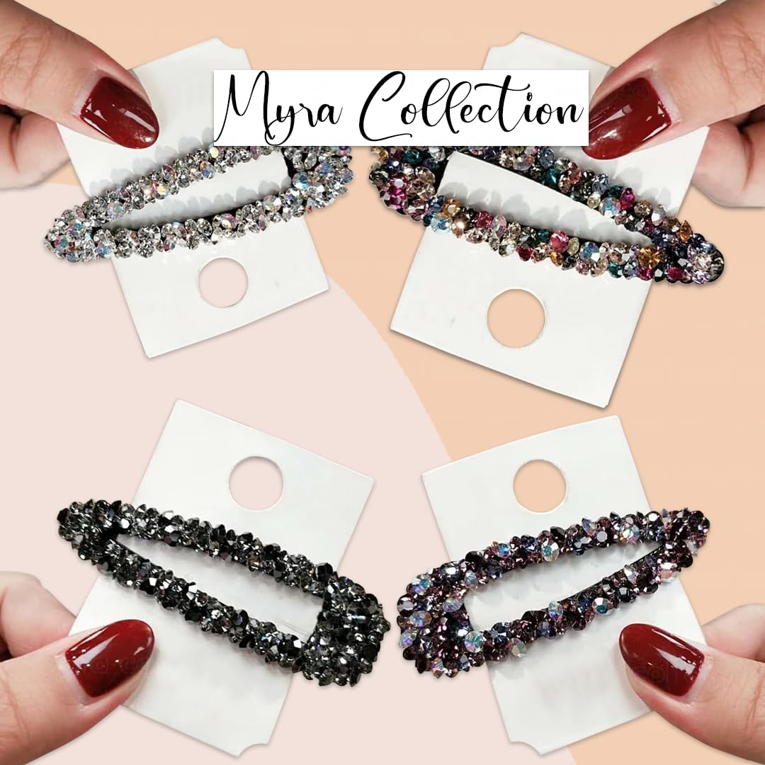 Myra Collection 6-Piece Sparkling Crystal Hair Clips Set - Large Rhinestone Hair Accessories for Women & Girls - Perfect for Weddings, Parties & Everyday Glamour