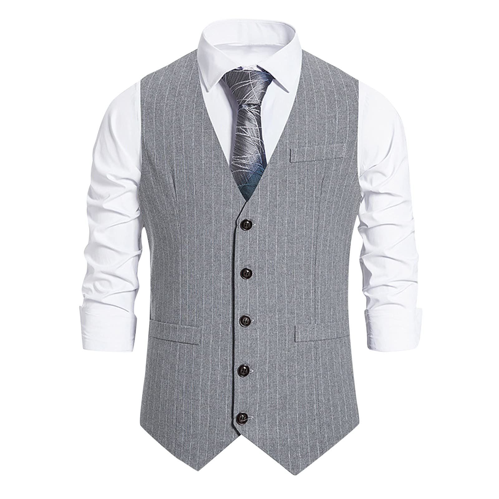 Men's Retro Striped Single-Breasted Suit Vest - Sleeveless Casual Tee for Autumn & Winter | Office Wear, Layering Piece, Vintage Fashion Outfit