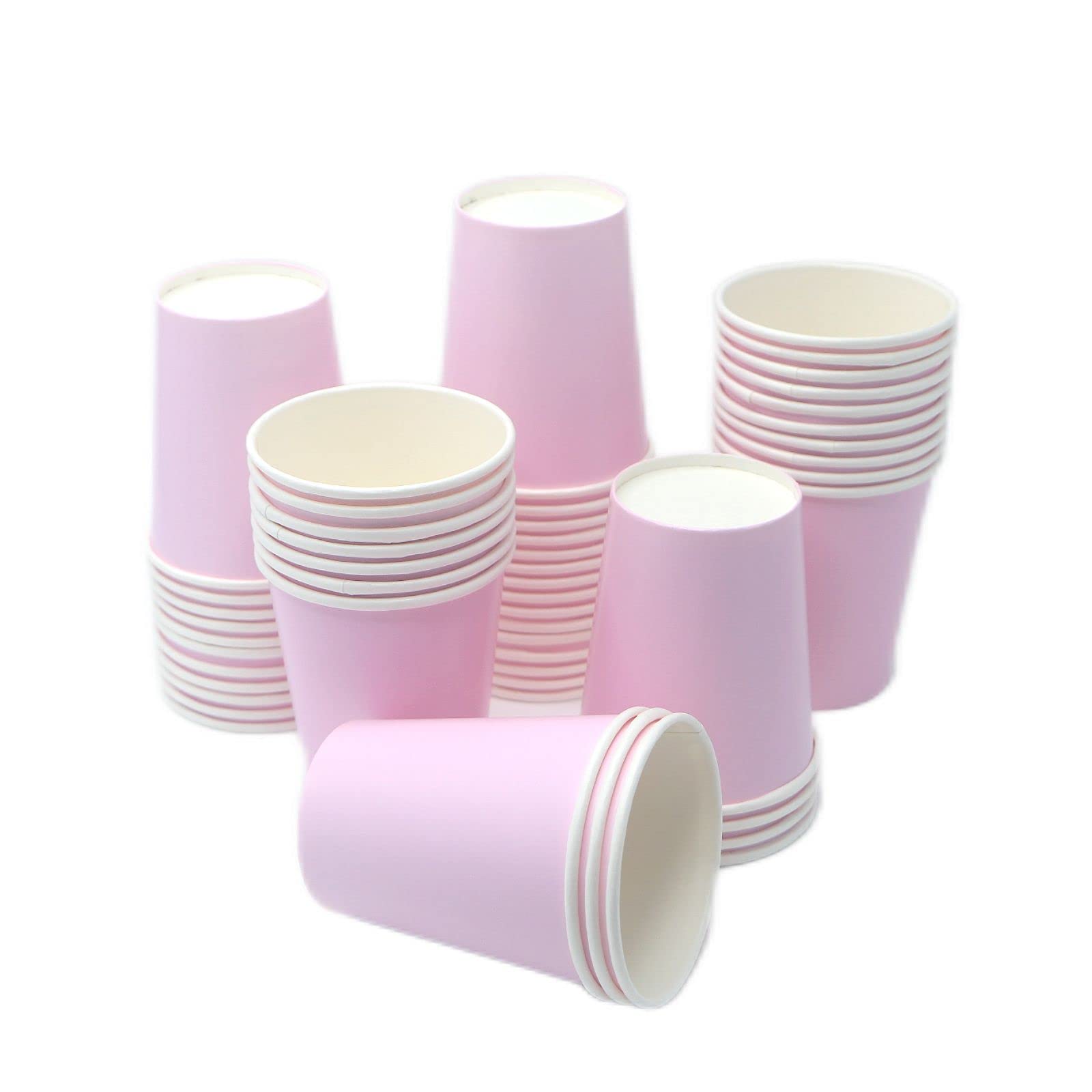 50-Pack Pink Disposable Paper Cups 8.5 oz - Elegant Party Cups for Weddings, Baby Showers, Bachelorette Parties, Picnics, BBQs & Travel Events - Perfect for Celebrations & Outdoor Gatherings
