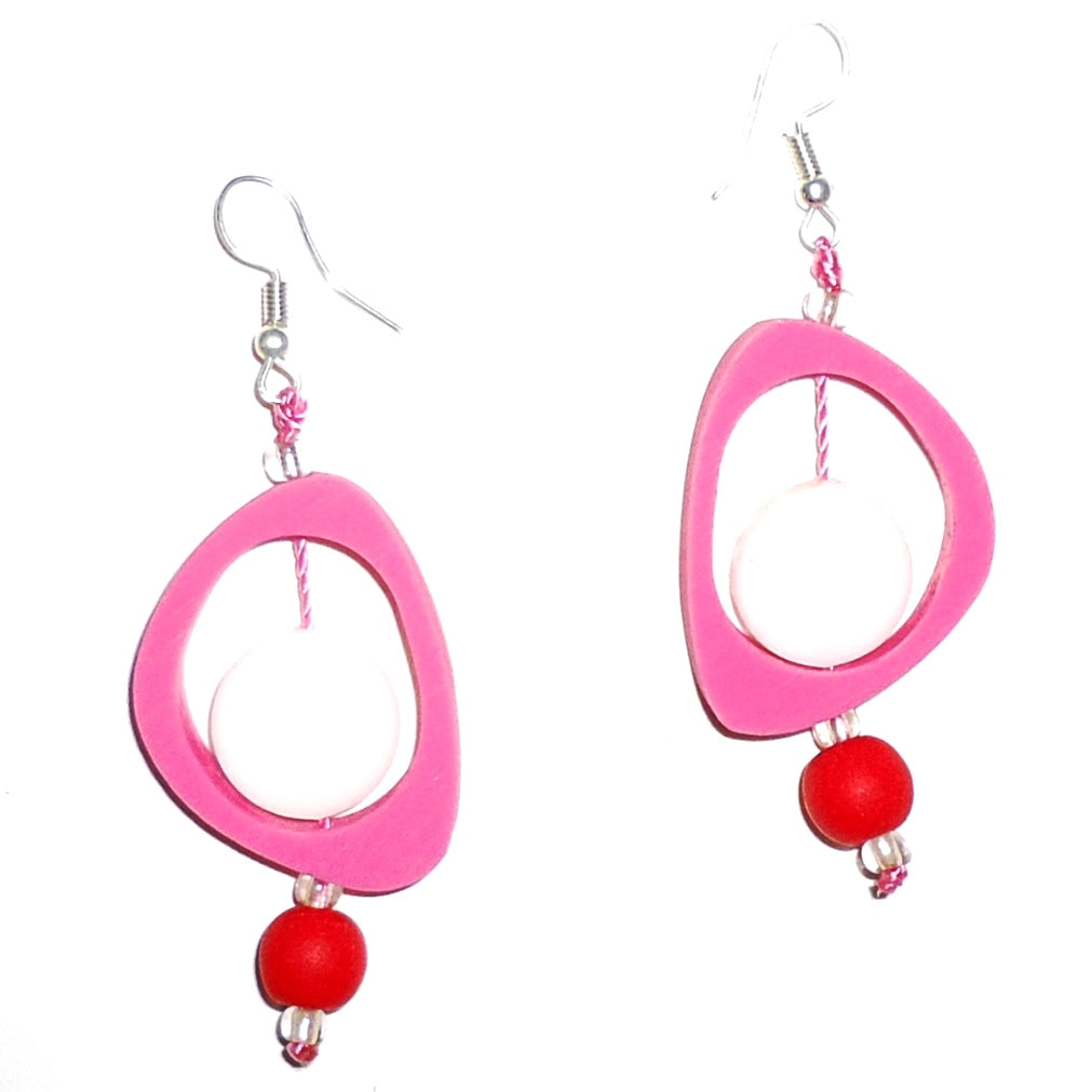 Fuchsia Ovoid Resin Earrings for Women - Lightweight Dangle Drop Earrings for Party, Wedding & Everyday Wear