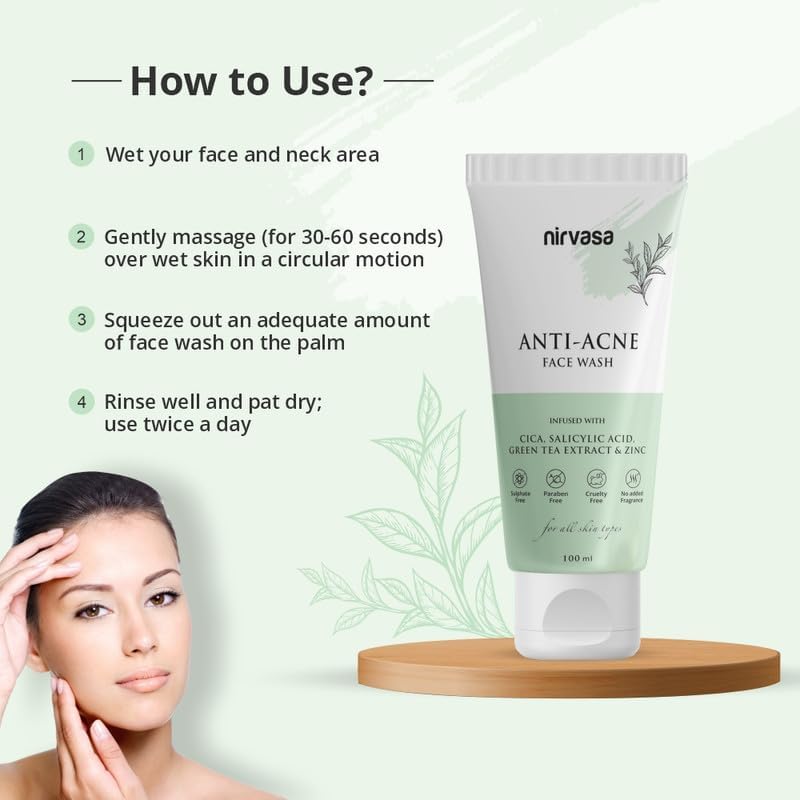Best Anti-Acne Face Wash for Men & Women - 2% Salicylic Acid, Green Tea Extract, CICA & Zinc Formula - Oil Control & Acne Treatment - Deep Cleansing 100ml - Perfect for Daily Skincare & Blemish-Prone Skin