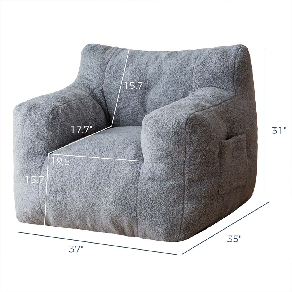 MAXYOYO Sherpa Bean Bag Chair & Couch - Oversized Comfortable Bean Bag Sofa for Adults & Kids, Soft Grey - Perfect for Living Room, Bedroom, Game Room & Dorm Relaxation