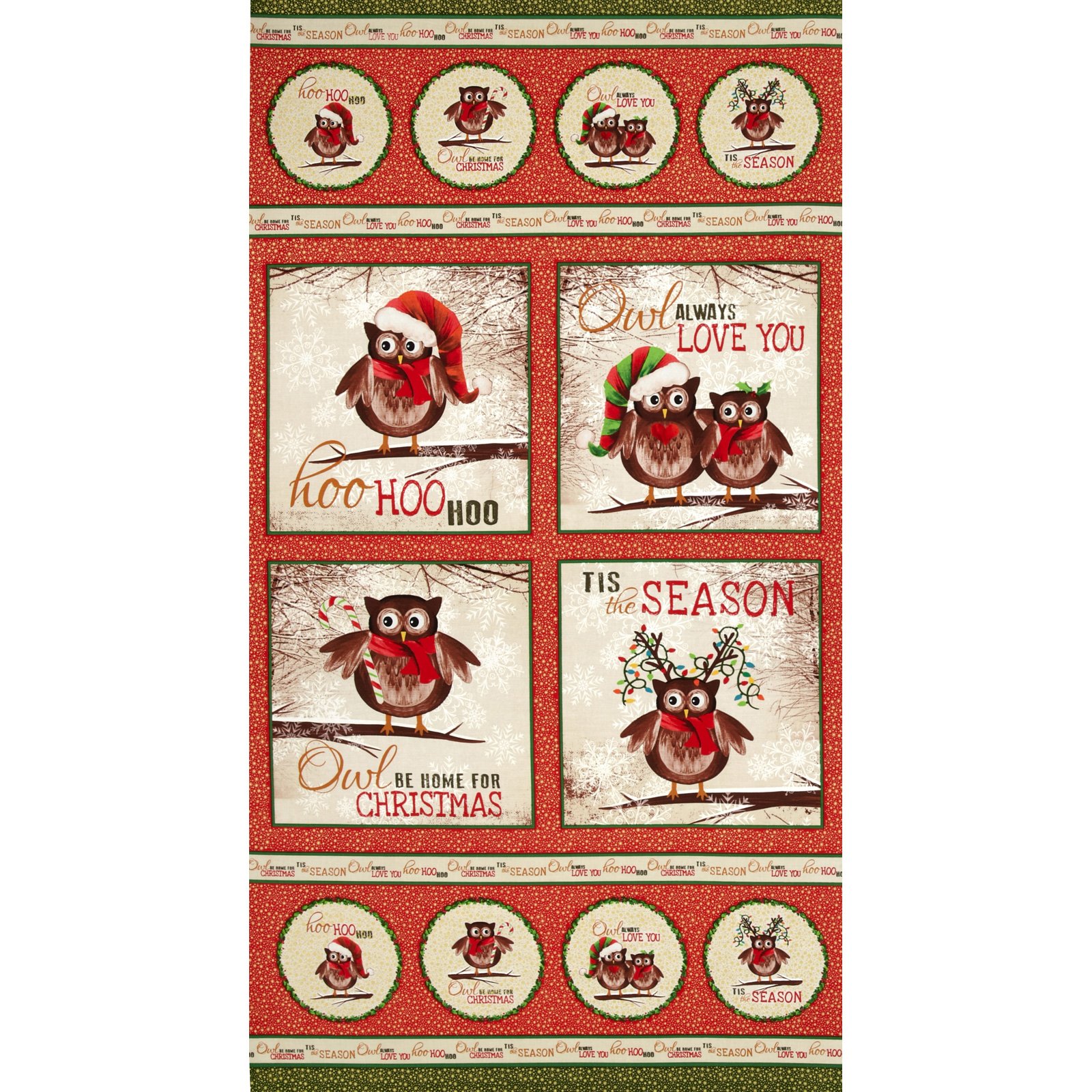 Owl Be Home for Christmas Metallic 24-Inch Red Wall Panel - Perfect for Holiday Home Decor, Christmas Tree Skirt, and Festive Fireplace Mantel Decorations