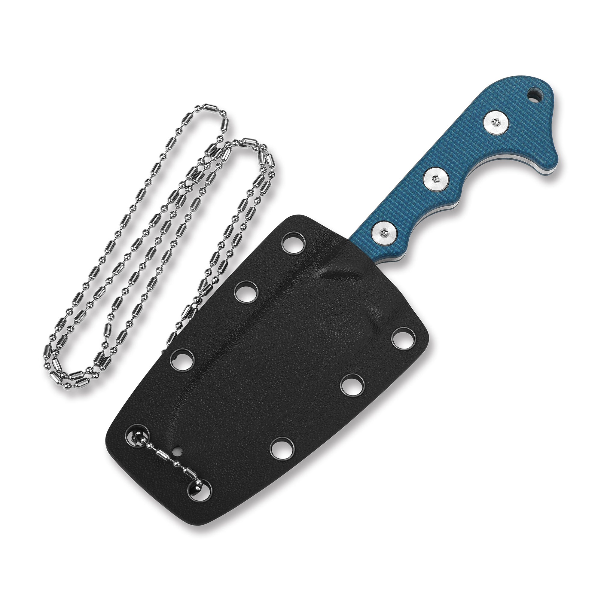 QSP Neckmuk Neck Knife - D2 Steel Blade, Micarta Handle with Kydex Sheath - Compact EDC Knife for Outdoor, Camping & Survival Use