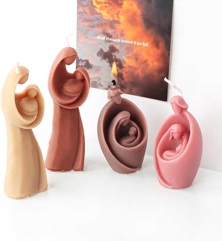 MATIN IMPEX Virgin Mary Embracing Children Silicone Candle Mold - DIY Resin, Aromatherapy, Handmade Wax & Soap Molds for Home Decor (WCM417) - Perfect for Religious Crafts, Gift Making & Holiday Decorations