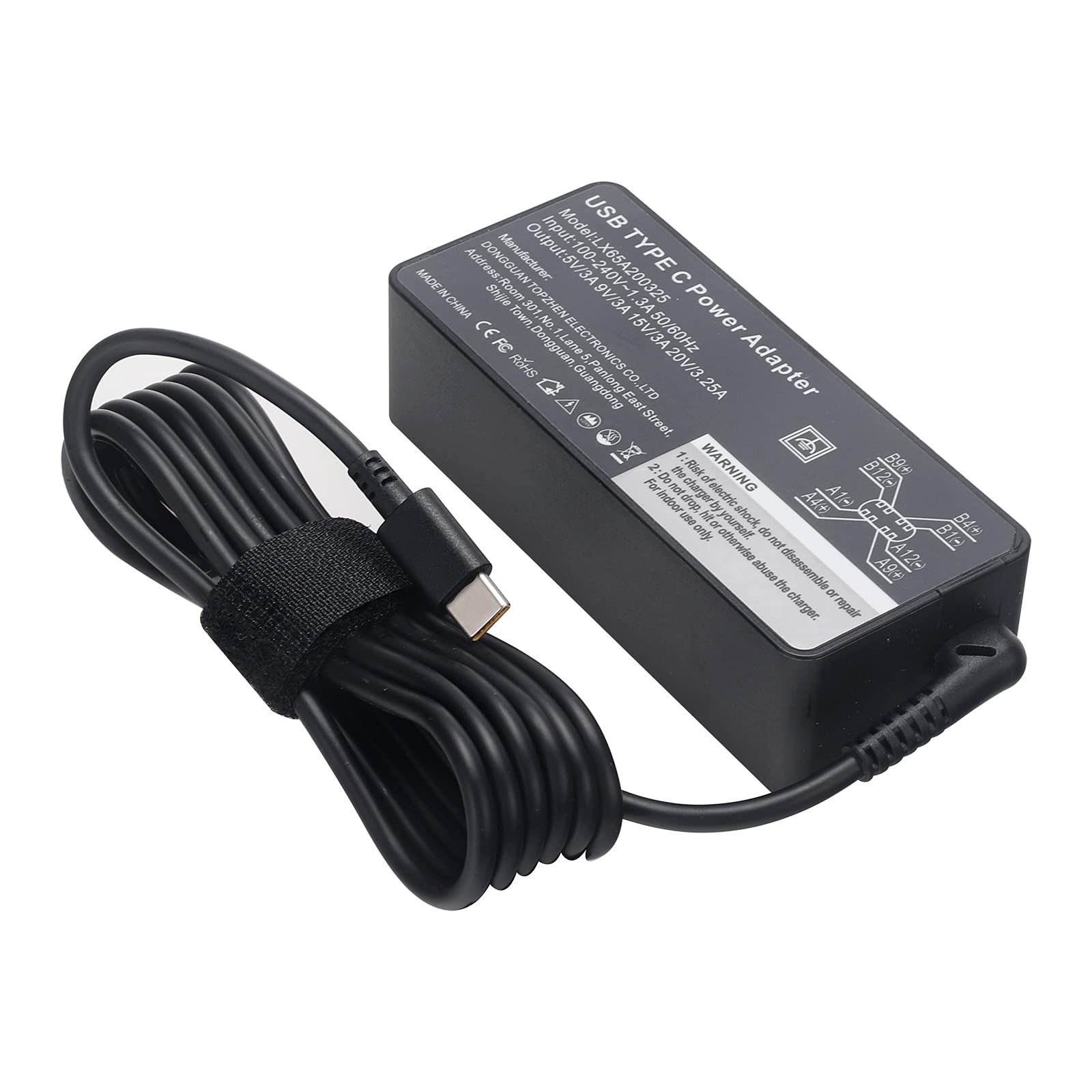 65W USB C Laptop Charger - Fast Charging Power Adapter Replacement for Lenovo Chromebook 100e/300e/500e/C330/S330/C340/S340 Series - Perfect for Home, Office & Travel Use