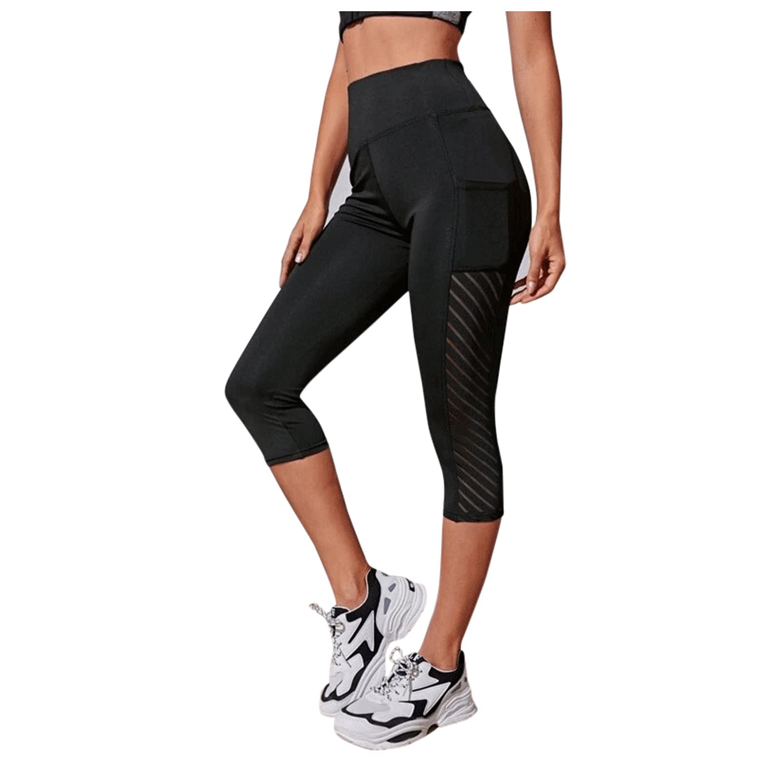 **Lovor High Waisted Yoga Pants for Women with Pockets - Comfortable Workout Capri Leggings for Running, Gym & Yoga - Breathable & Stretchy Activewear**