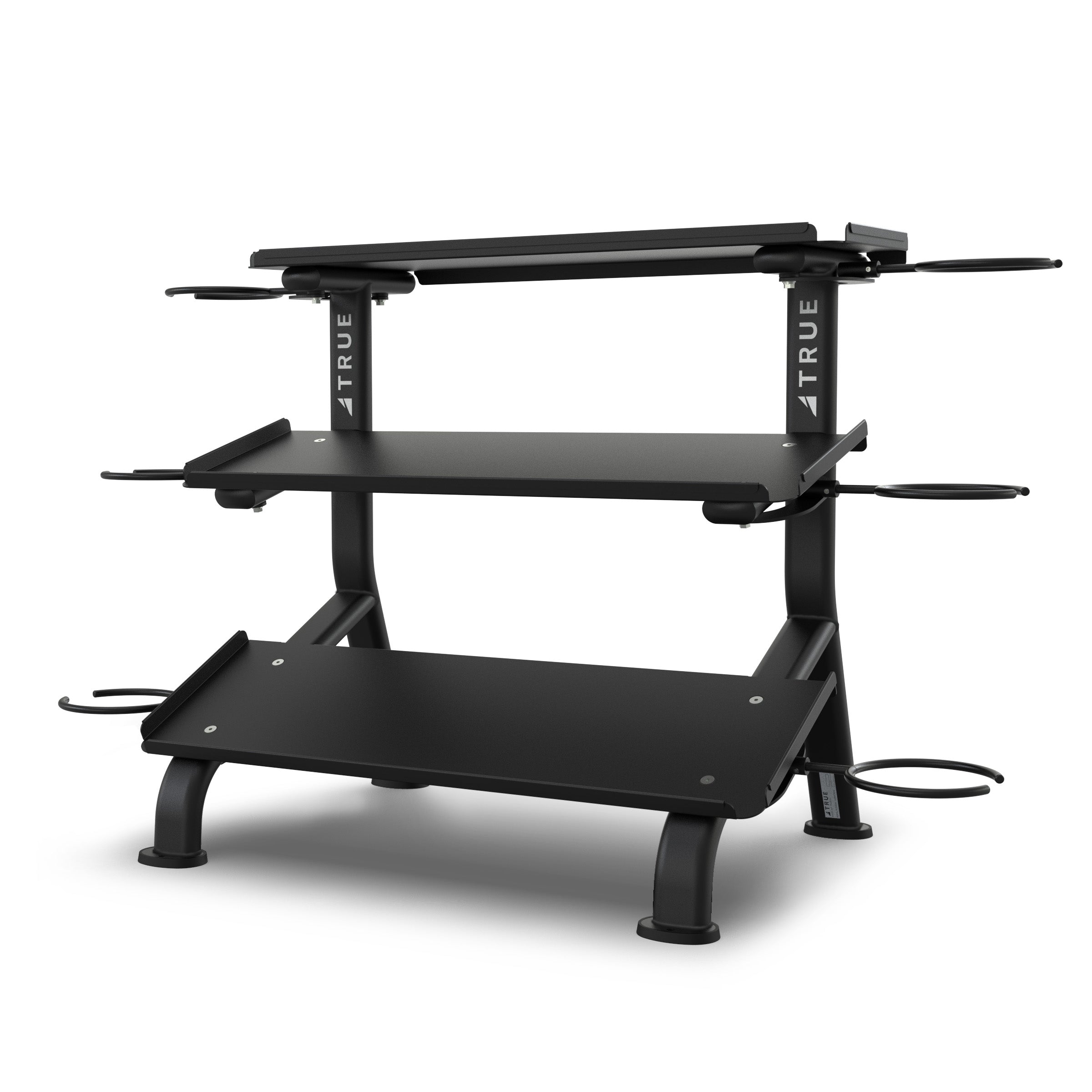 True Fitness Line 3-Tier Flat Tray Dumbbell Rack (FS 24) - Heavy Duty Weight Storage Organizer for Home Gym & Fitness Studio