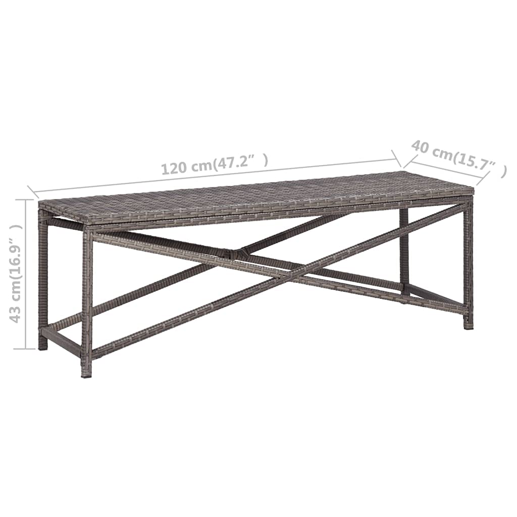 Poly Rattan Outdoor Garden Bench - 47.2