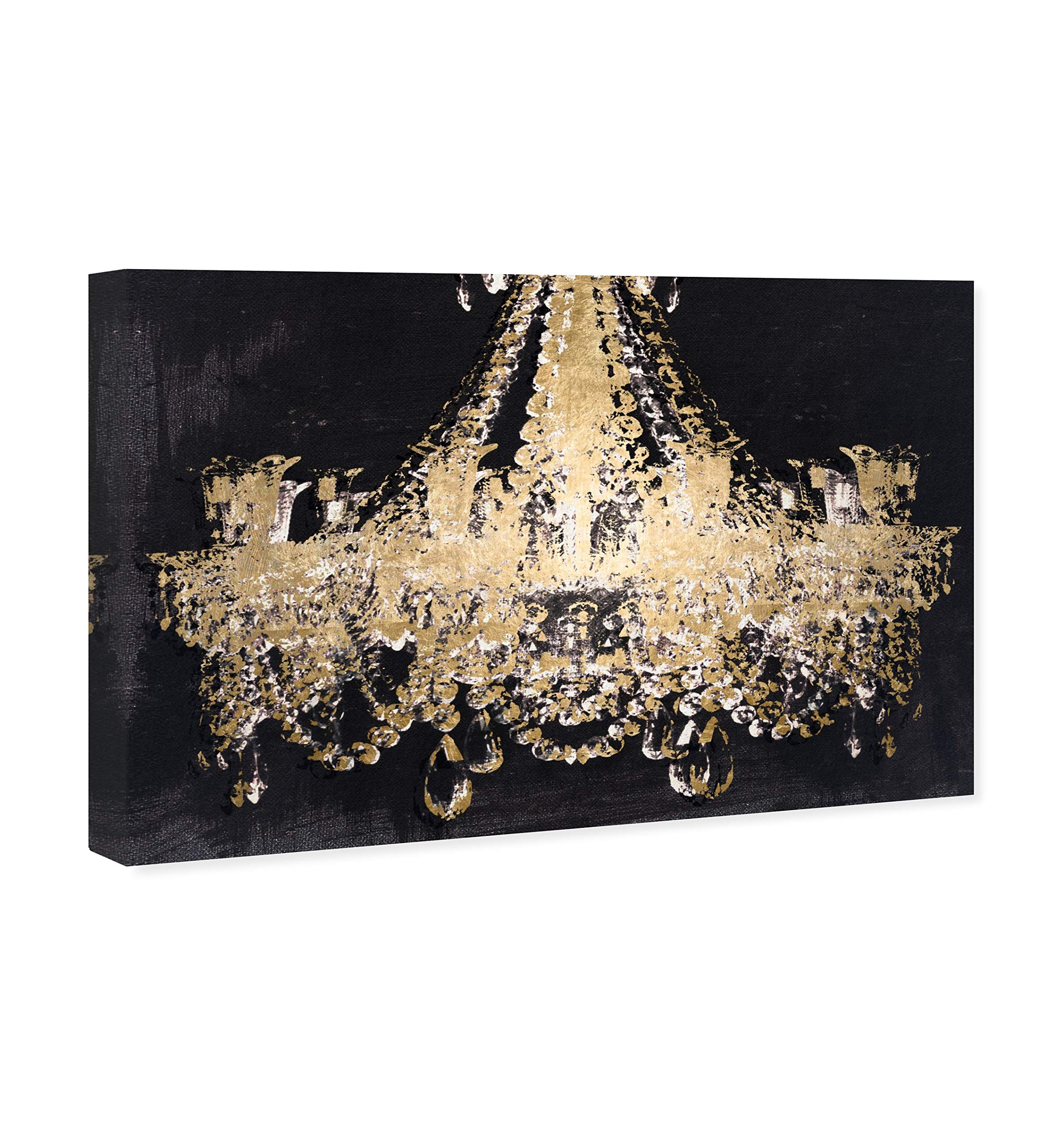 Oliver Gal Artist Co. 'Chandelier Gold' Fashion Glam Wall Art Canvas Print - 15x10 Inch Black Frame Home Decor for Living Room, Bedroom & Office