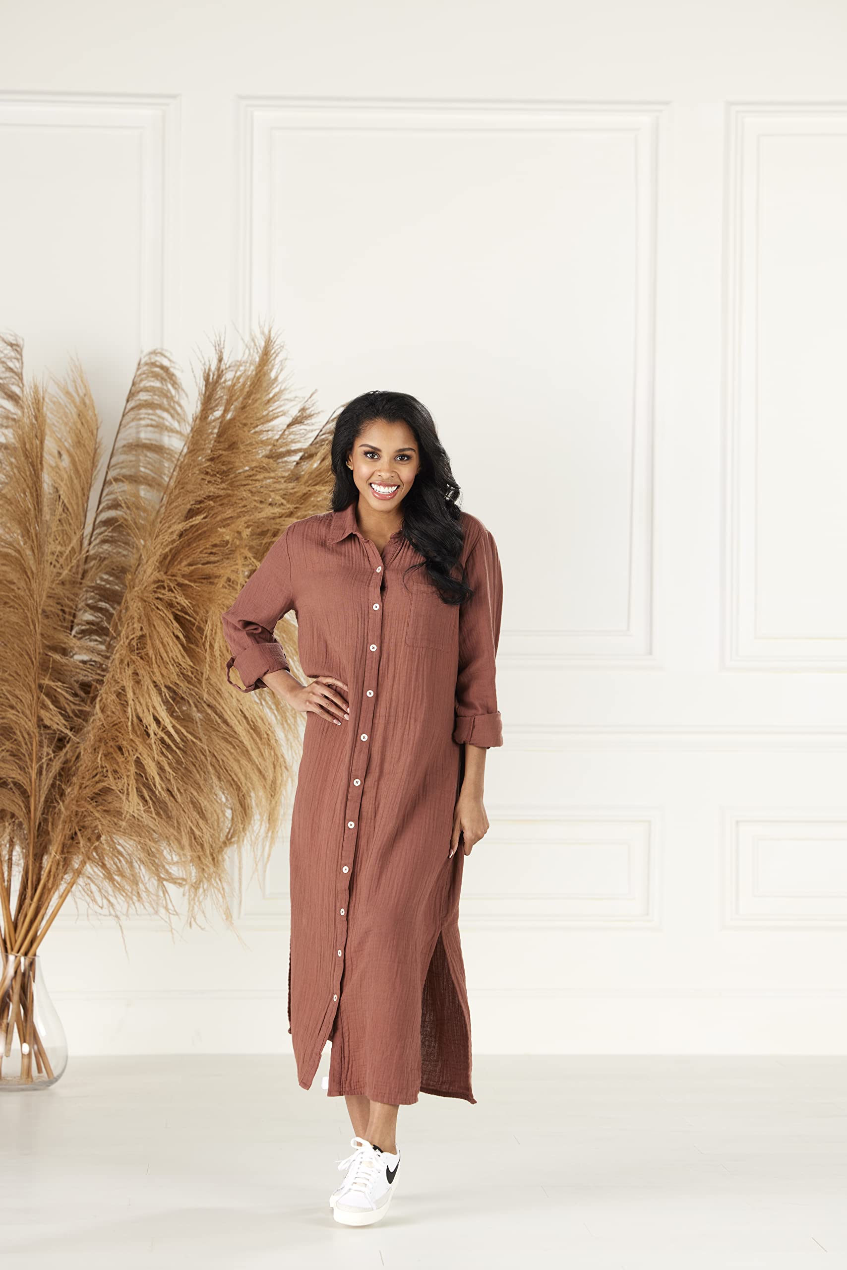 Mud Pie Clemmy Women's Maxi Dress - Flowy Long Summer Dress with Pockets, Boho Chic Style for Beach, Vacation & Casual Wear
