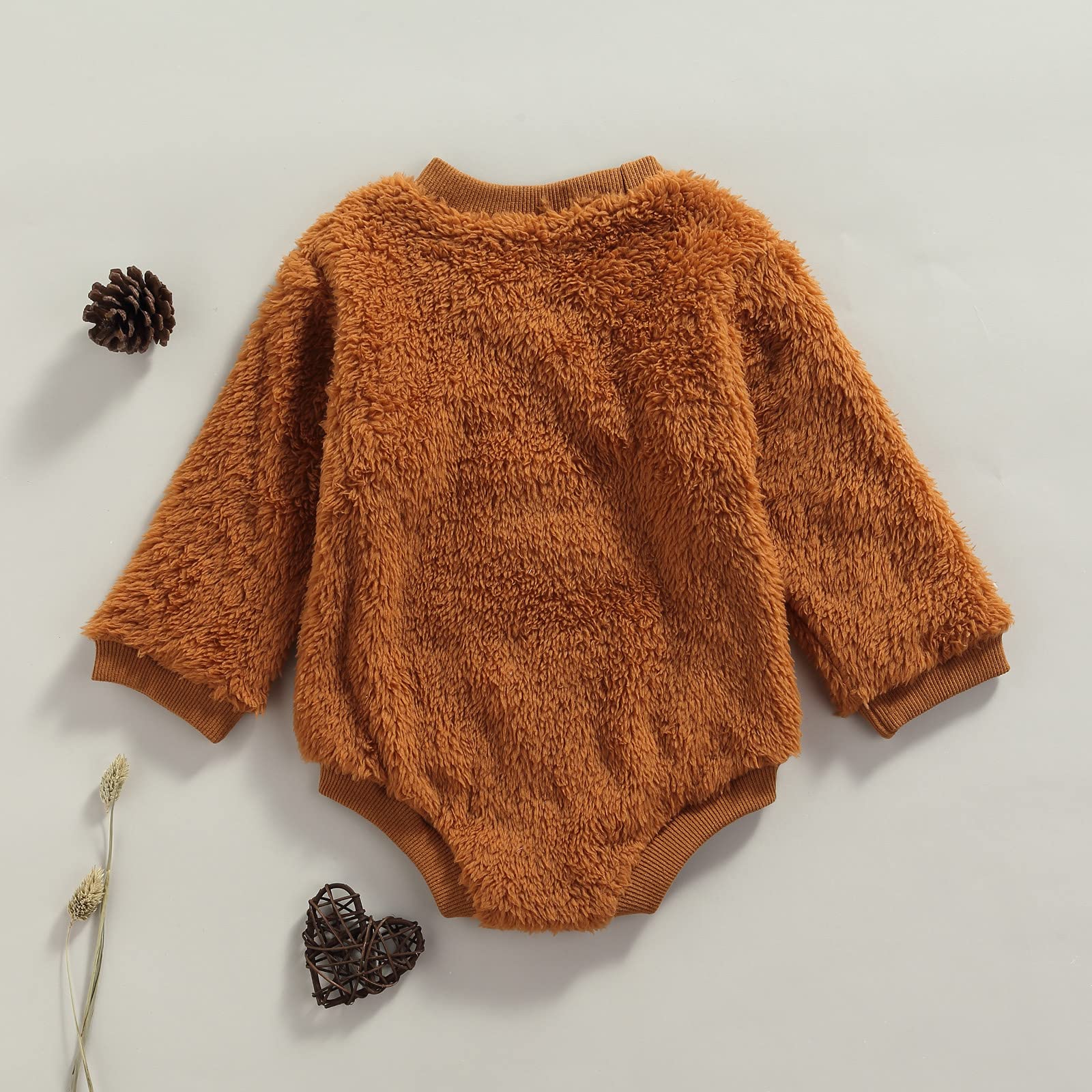 **Newborn Baby Fleece Romper - Long Sleeve Crewneck Jumpsuit for Boys & Girls | Warm Plush Outfit for Winter, Photoshoots & Cozy Home Wear**
