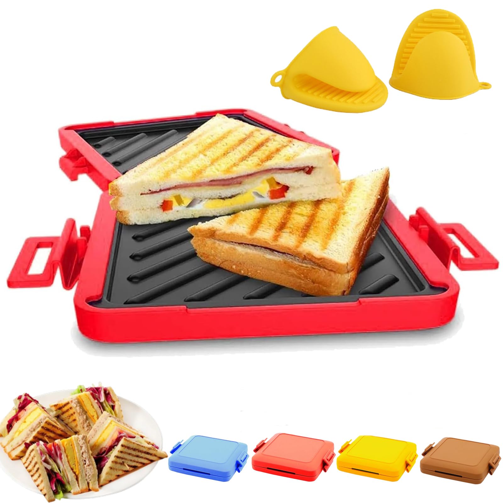 Micro Munchy Microwave Toastie Maker - Red | Electric Sandwich Press for Grilled Cheese, Panini & Breakfast | Quick & Easy Microwaveable Toaster | Perfect for Dorms, Offices & Quick Meals