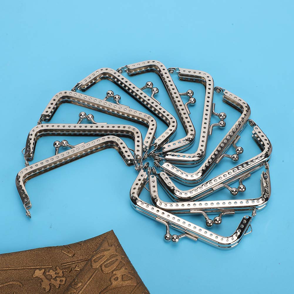Jeanoko 10pcs 8.5cm Square Metal Purse Frames - Vintage Kiss Clasp Locks for DIY Handbag Making, Sewing Craft Supplies (Perfect for Retro Purses, Clutches & Tote Bags)
