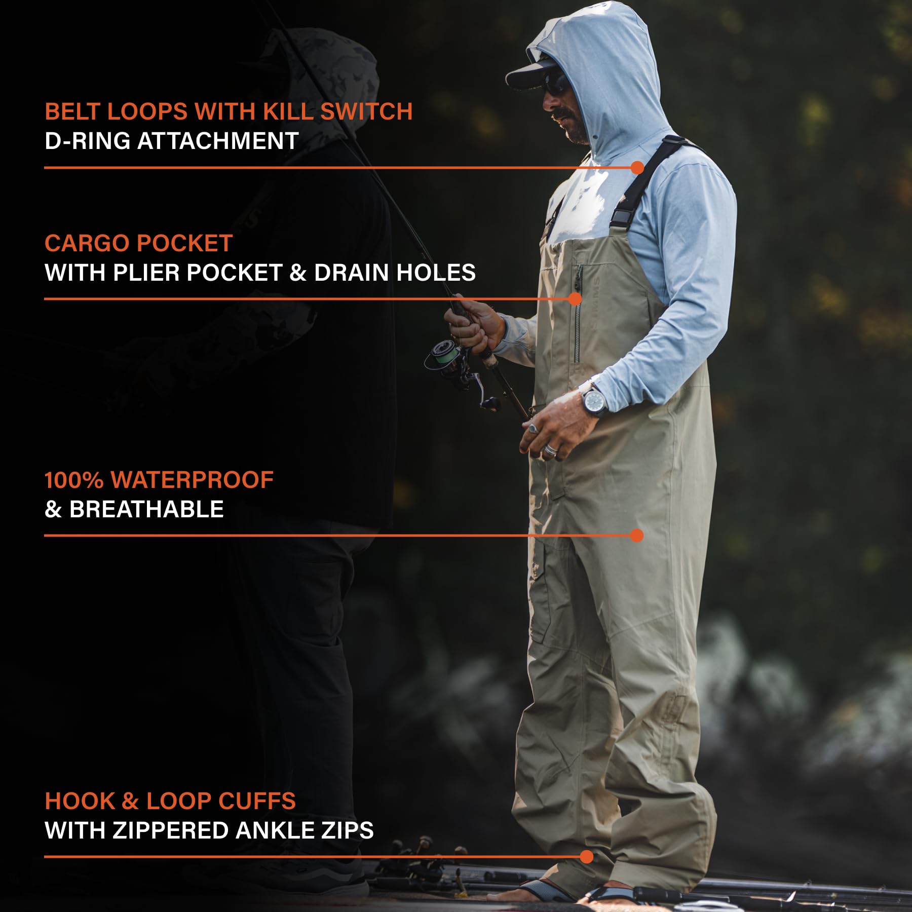Simms Challenger Waterproof Bibs for Men - Heavy Duty Rain Gear & Work Bib Overalls for Fishing, Hunting, Snowmobiling, Hiking & Outdoor Activities | All-Weather Protection for Work & Adventure