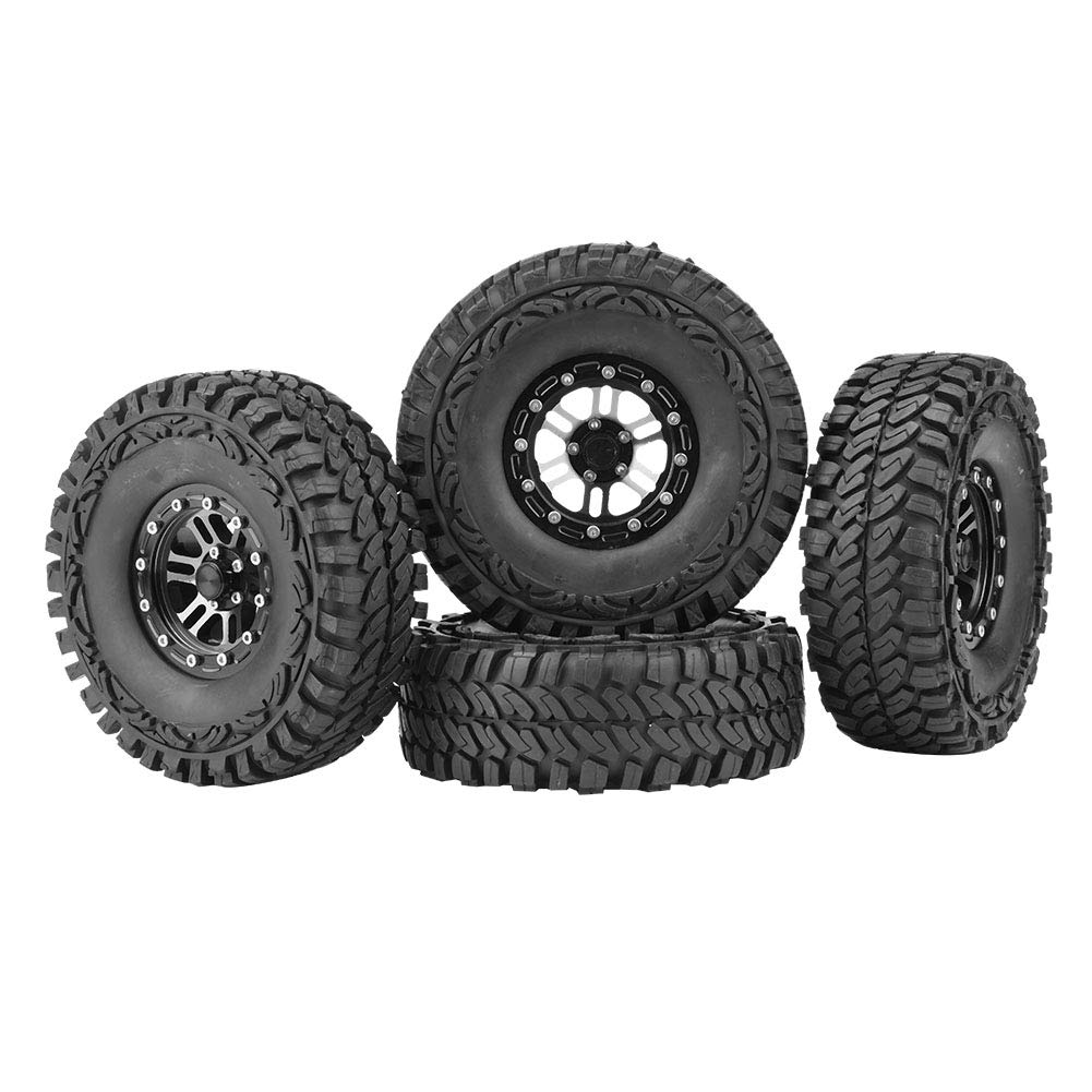 Dilwe 1:10 RC Car Tires - 4Pcs Rubber Tires with Metal Hubs for Crawler Cars - Off-Road Adventure