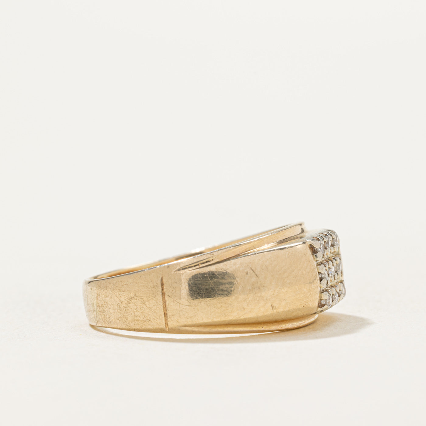 14K Gold Grid Diamond Ring | 0.06 Carat Total Weight | Size 8.5 | Elegant Wedding Band, Anniversary Gift for Her, Everyday Luxury Jewelry
