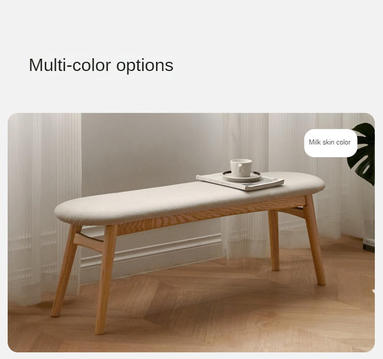 Solid Oak Wood Bench with Soft Cushion - Durable & Comfortable Seating for Living Room, Bedroom, or Entryway