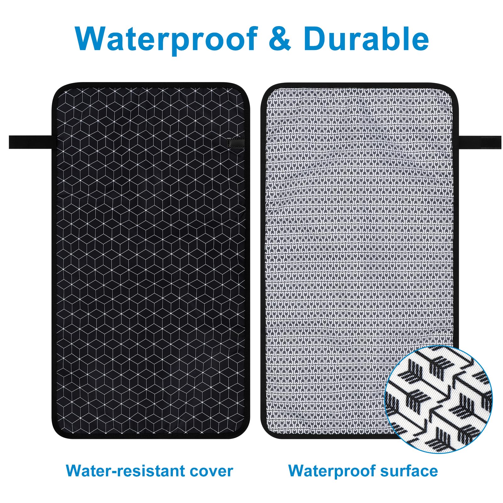 Accmor Waterproof Portable Baby Changing Pad - Foldable Travel Diaper Changing Mat for On-the-Go Parents (Black) | Perfect for Diaper Bags, Car Seats & Strollers
