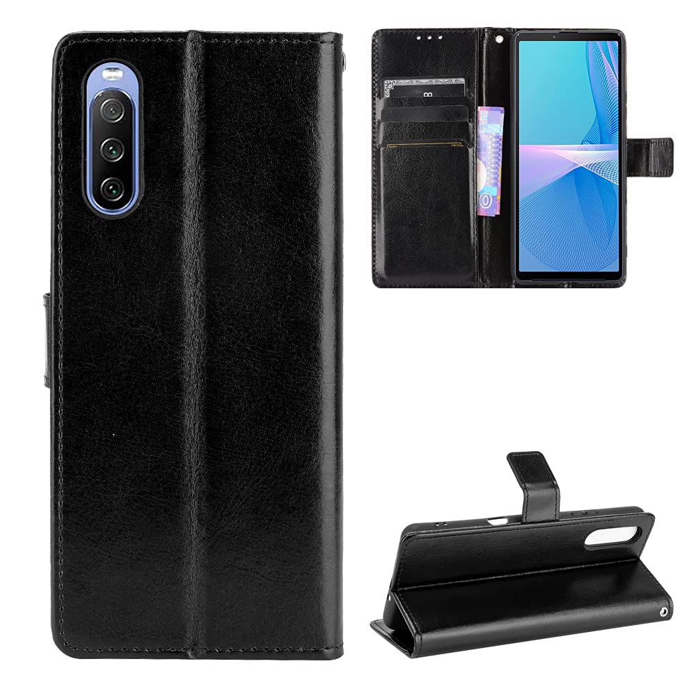 Premium Leather Flip Wallet Case for Sony Xperia 10 III (SOG04) - Slim Protective Cover with Card Slots | Perfect for Business, Travel & Daily Use