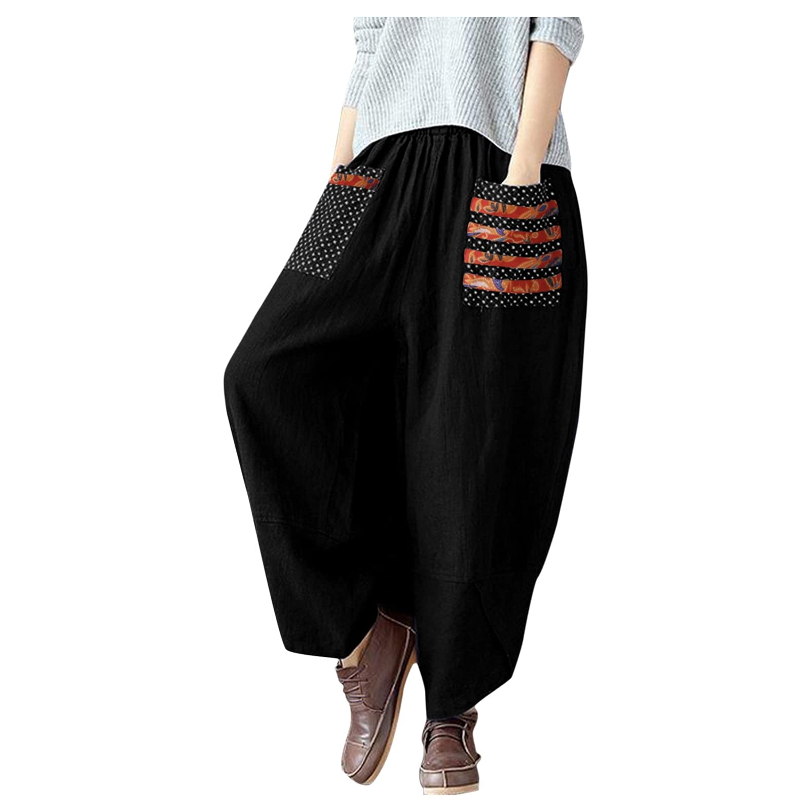 Vintage Floral Printed Boho Harem Pants for Women - High Waisted Wide Leg Lounge Sweatpants with Pockets | Streetwear, Yoga, Travel & Casual Outfit