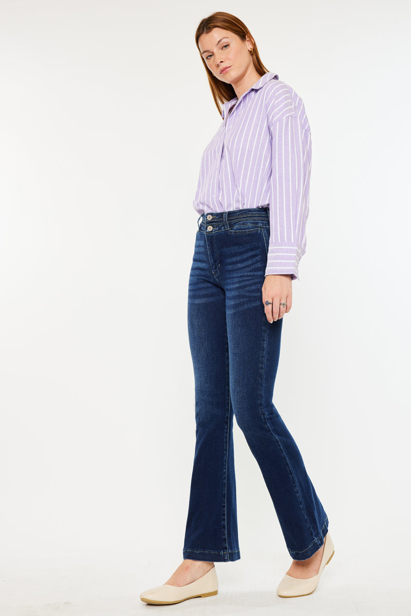 Caroline High Rise Flare Jeans for Women - Vintage 70s Inspired Stretch Denim Pants | Perfect for Casual Outfits, Date Nights & Retro Fashion Looks