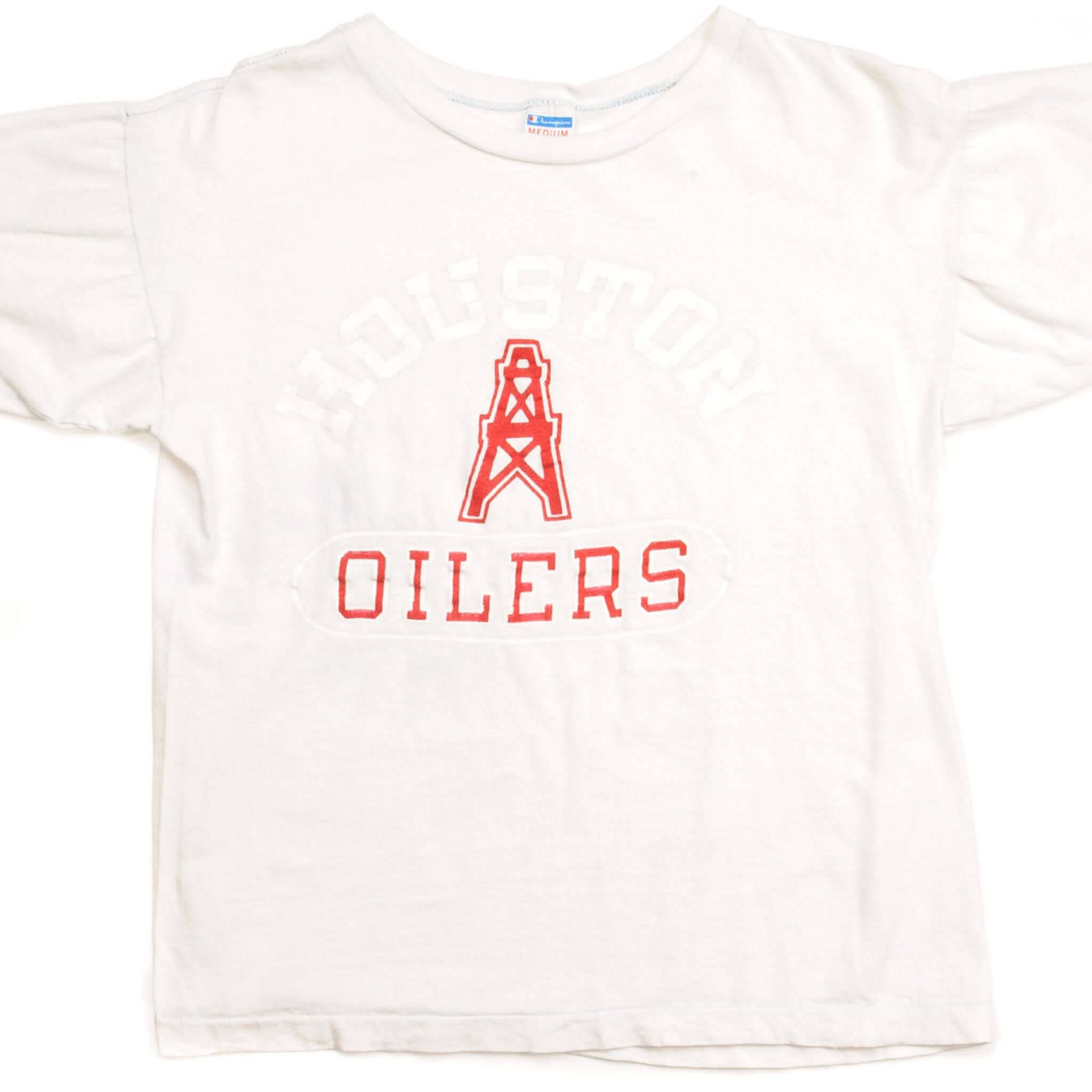 Vintage Champion NFL Houston Oilers Tee Shirt 1969-1980s Retro Football Jersey - Small Size, Made in USA - Perfect for Game Day, Sports Collectibles & Vintage Fashion