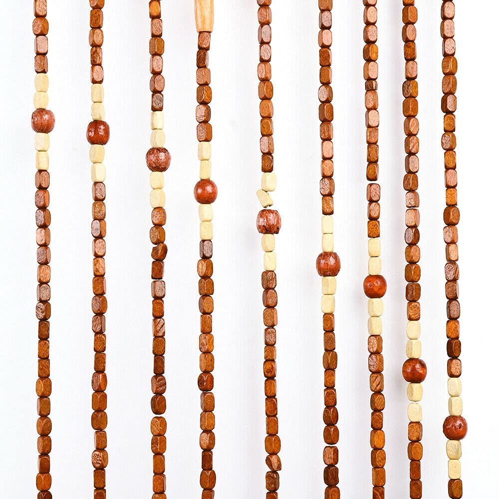 Gdrasuya10 Natural Wooden Beaded Curtain - 32 Lines Handmade Wood Bead Room Divider for Porch, Bedroom & Living Room | Boho Home Decor, Doorway Partition, Window Screen & Privacy Screen