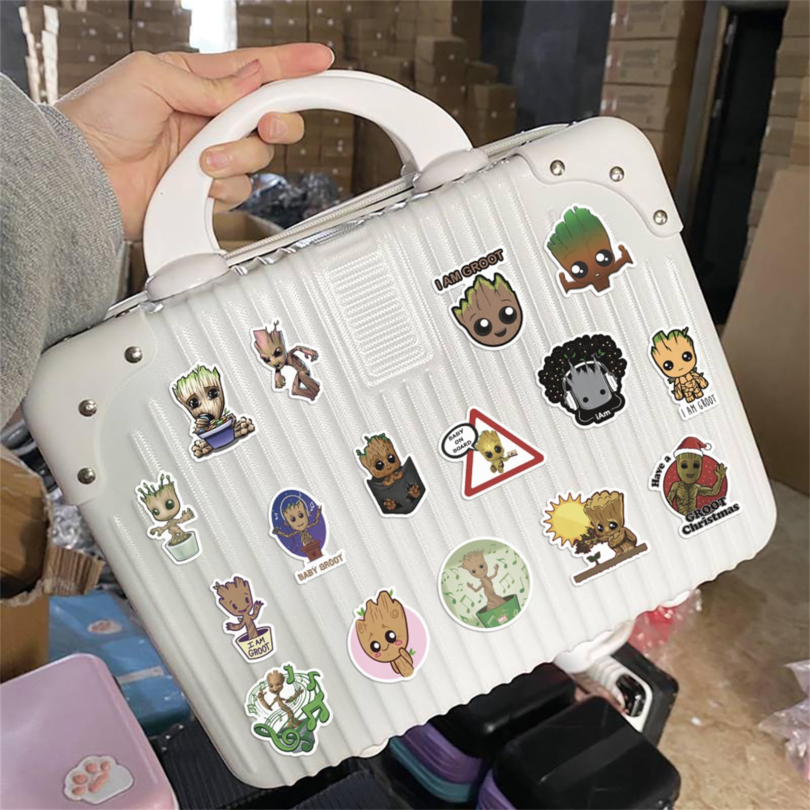 50 Pcs Groot Stickers - Waterproof Vinyl Decals for Water Bottles, Laptops, Luggage | Cute Cartoon Character Stickers for Kids, Teens & Adults | Perfect for School, Travel & DIY Projects