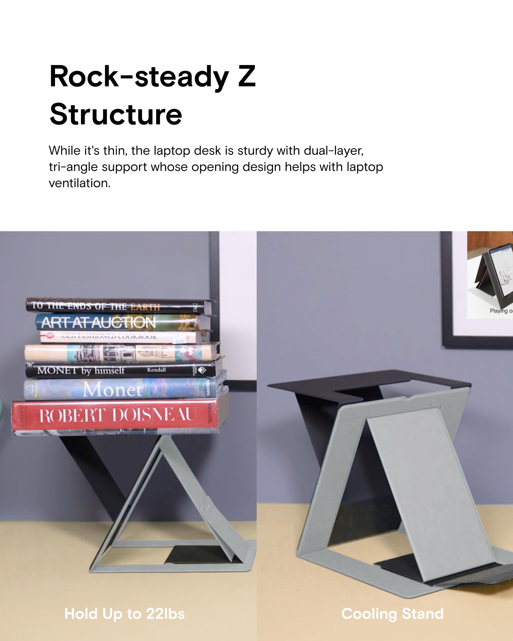 MOFT Z Foldable Laptop Stand - Slim Adjustable Laptop Riser for Desk with 4 Height Settings | Ergonomic Computer Holder for MacBook, Dell, HP (Up to 17