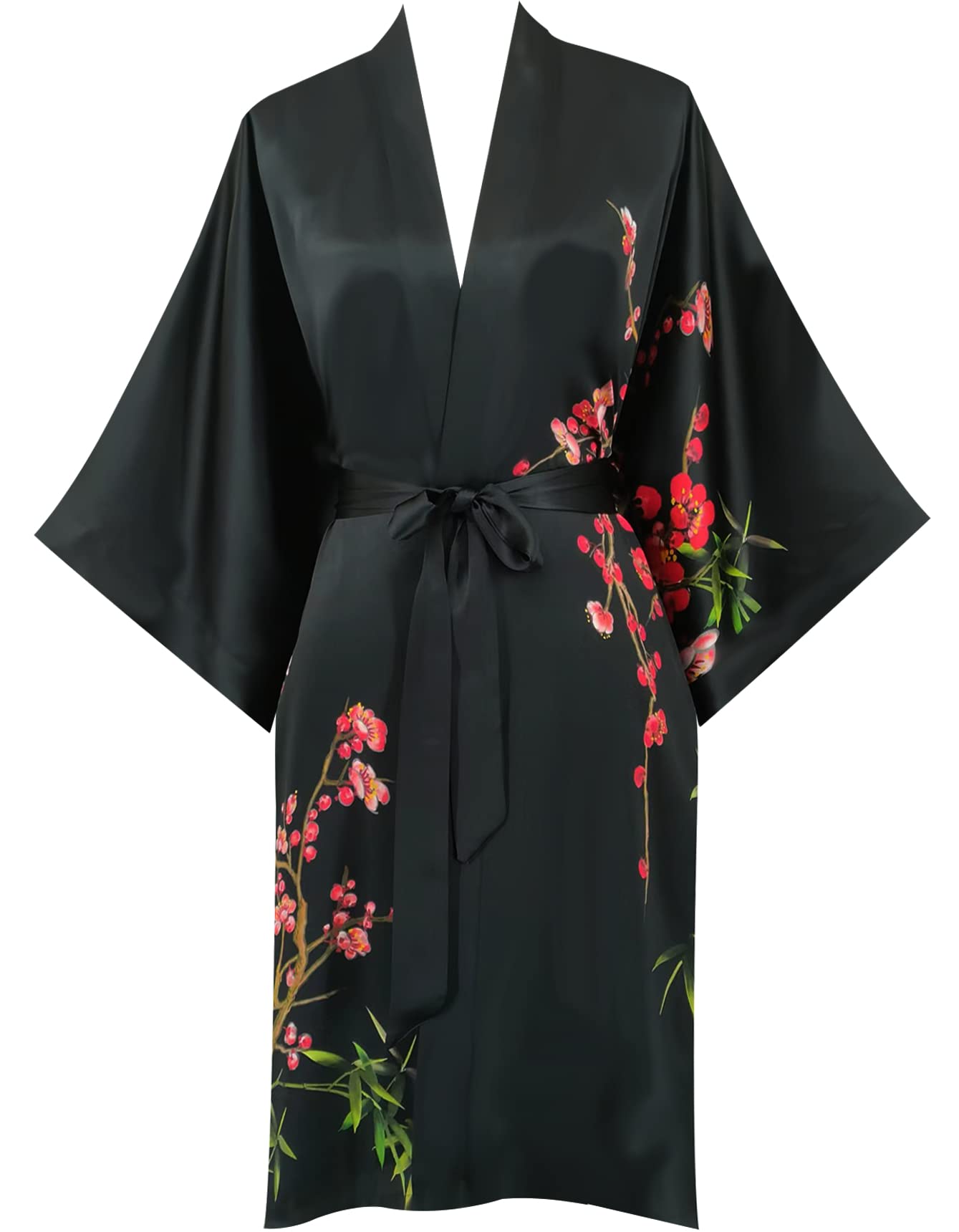 Women's 100% Silk Kimono Robe - Short Sleeve Bathrobe & Pajama Set for Spa, Lounge & Sleepwear | Luxury Comfort for Home Relaxation & Bridal Shower Gift