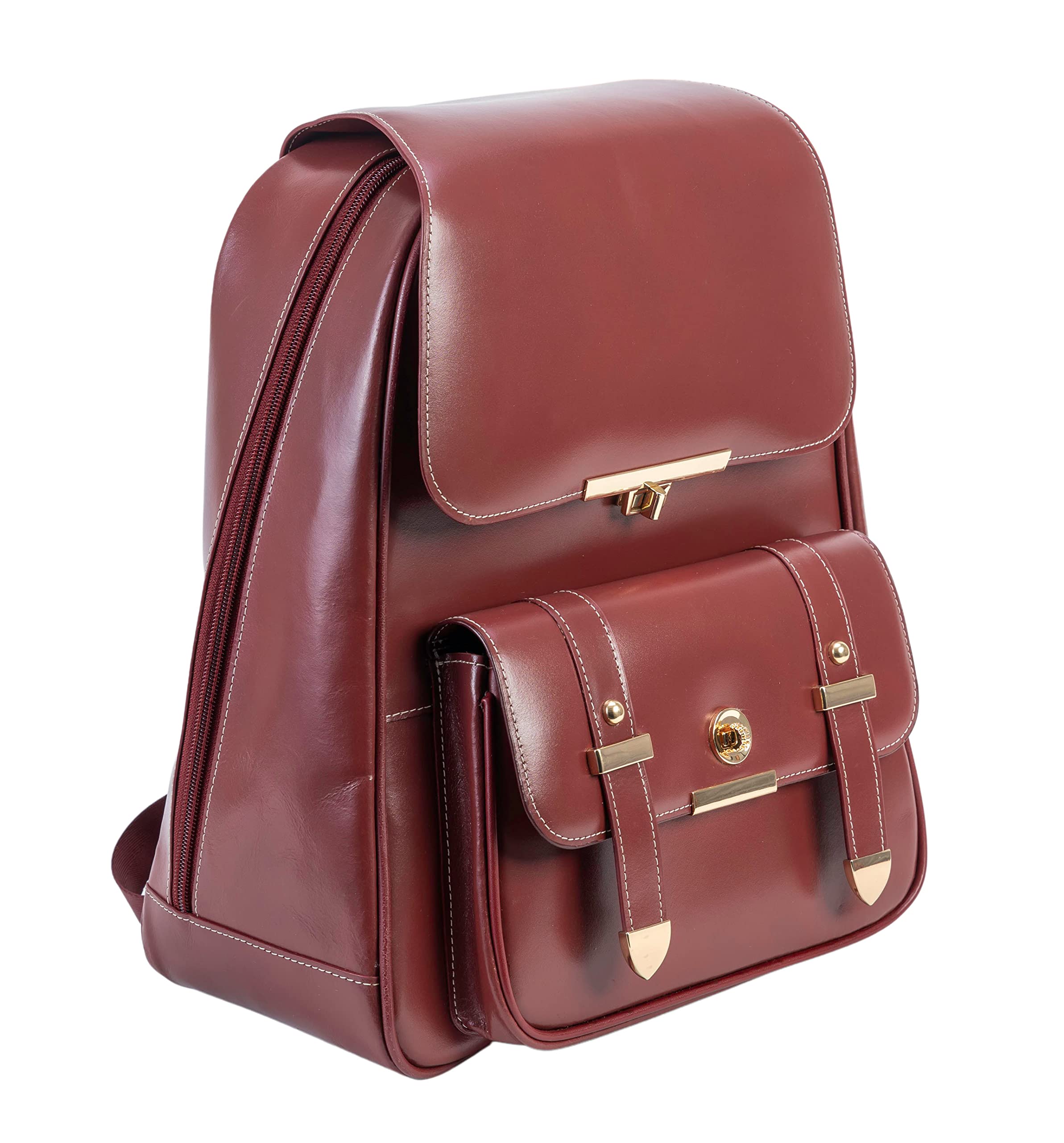 Professional Women's Leather Laptop Backpack for Business & Travel - Slim Tablet Compartment, Durable Small Work Bag (Red) - Perfect for Office Commute, Business Trips & College Use