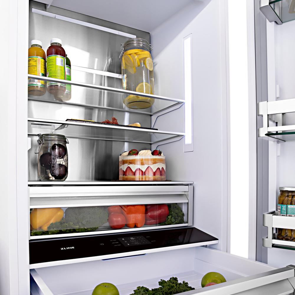 ZLINE Autograph Edition 30 Inch Panel Ready Built-In Bottom Freezer Refrigerator - 16.1 cu ft Capacity with Water Dispenser & Ice Maker - Champagne Bronze Finish (RBIVZ 30 CB) - Perfect for Modern Kitchens, Open Concept Homes & Luxury Appliances Collection