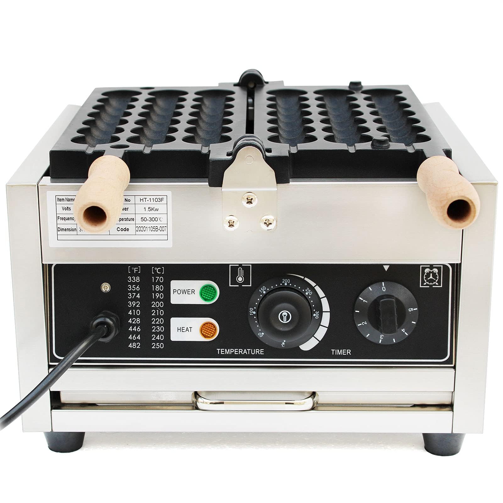 Electric Ice Cream Cone Waffle Maker Machine 1200W - Commercial & Home Use Stainless Steel Nonstick Waffle Cone Maker - Perfect for Ice Cream Shops, Dessert Bars, and Home Baking Parties