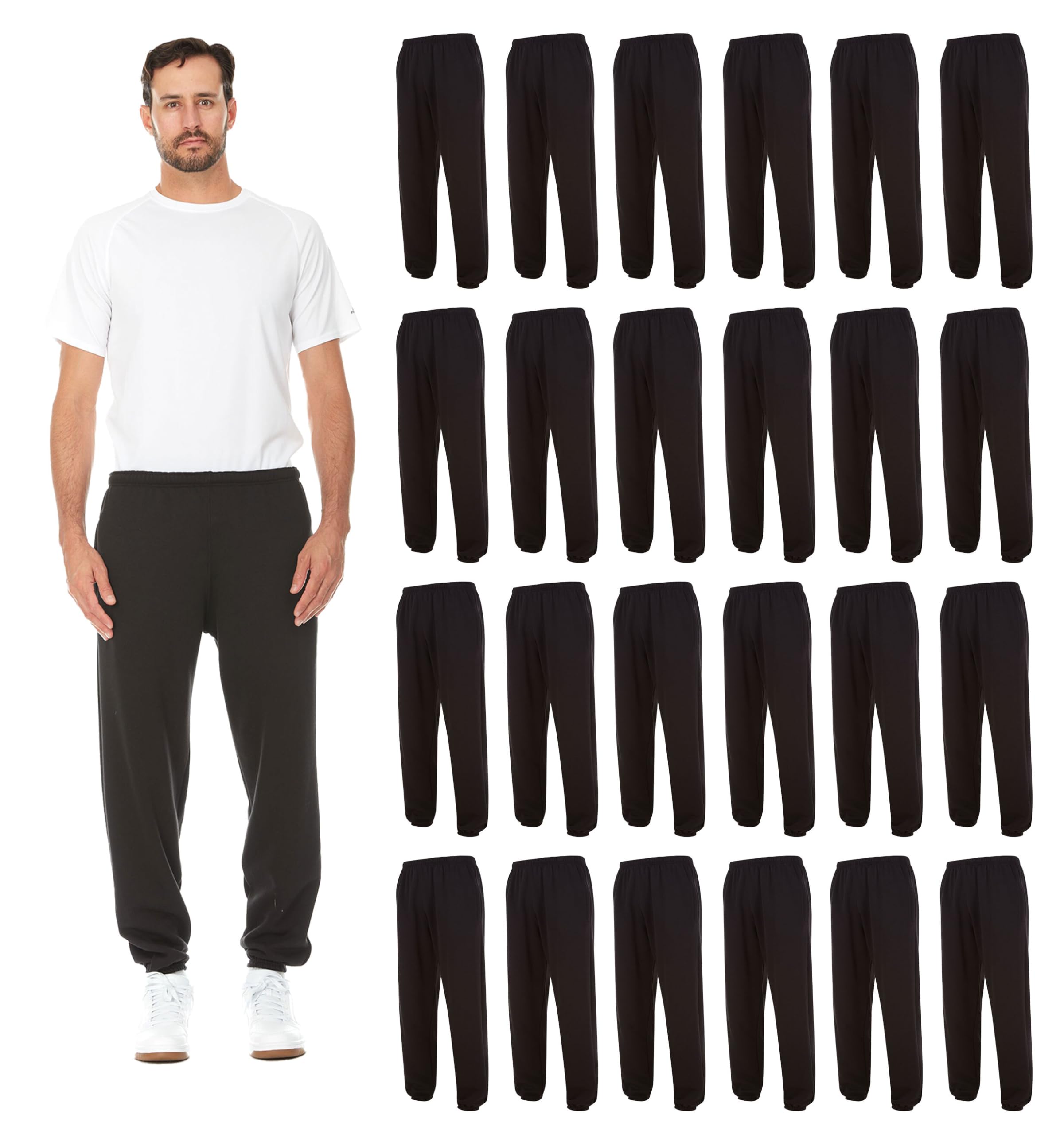 BILLIONHATS 24 Pack Adult Jogger Pants - Assorted Colors Bulk Sweatpants for Wholesale, Donations & Homeless Shelters | Comfortable Casual Wear for Running, Gym, Lounge & Everyday Use